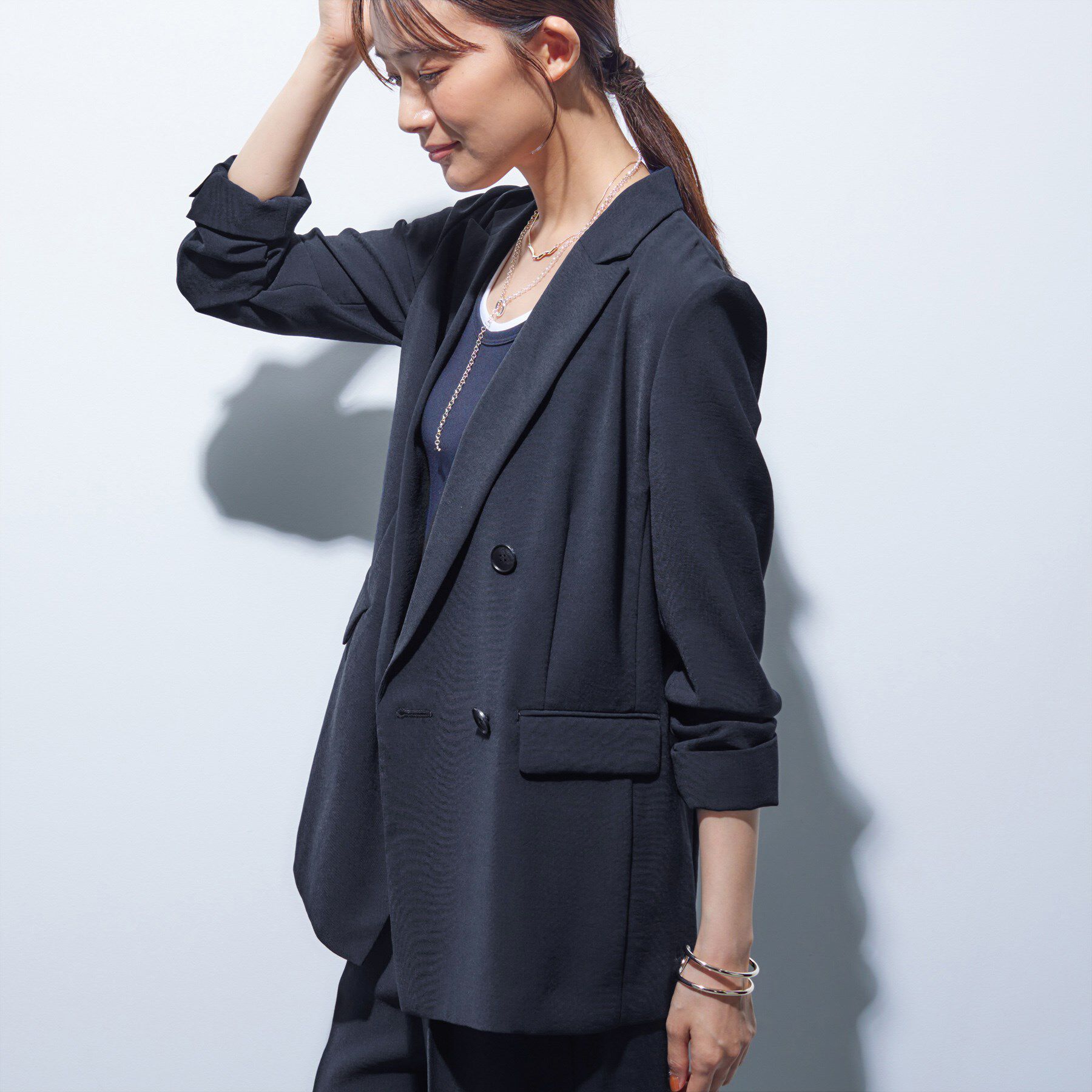 INDIVI「【着る日傘／遮熱／UVケア】ダブルジャケット」|テーラードジャケット|