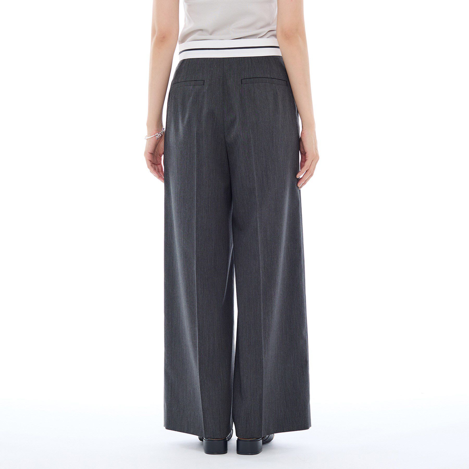 INDIVI「【ウール調素材】ベルトデザインワイドパンツ」|その他|