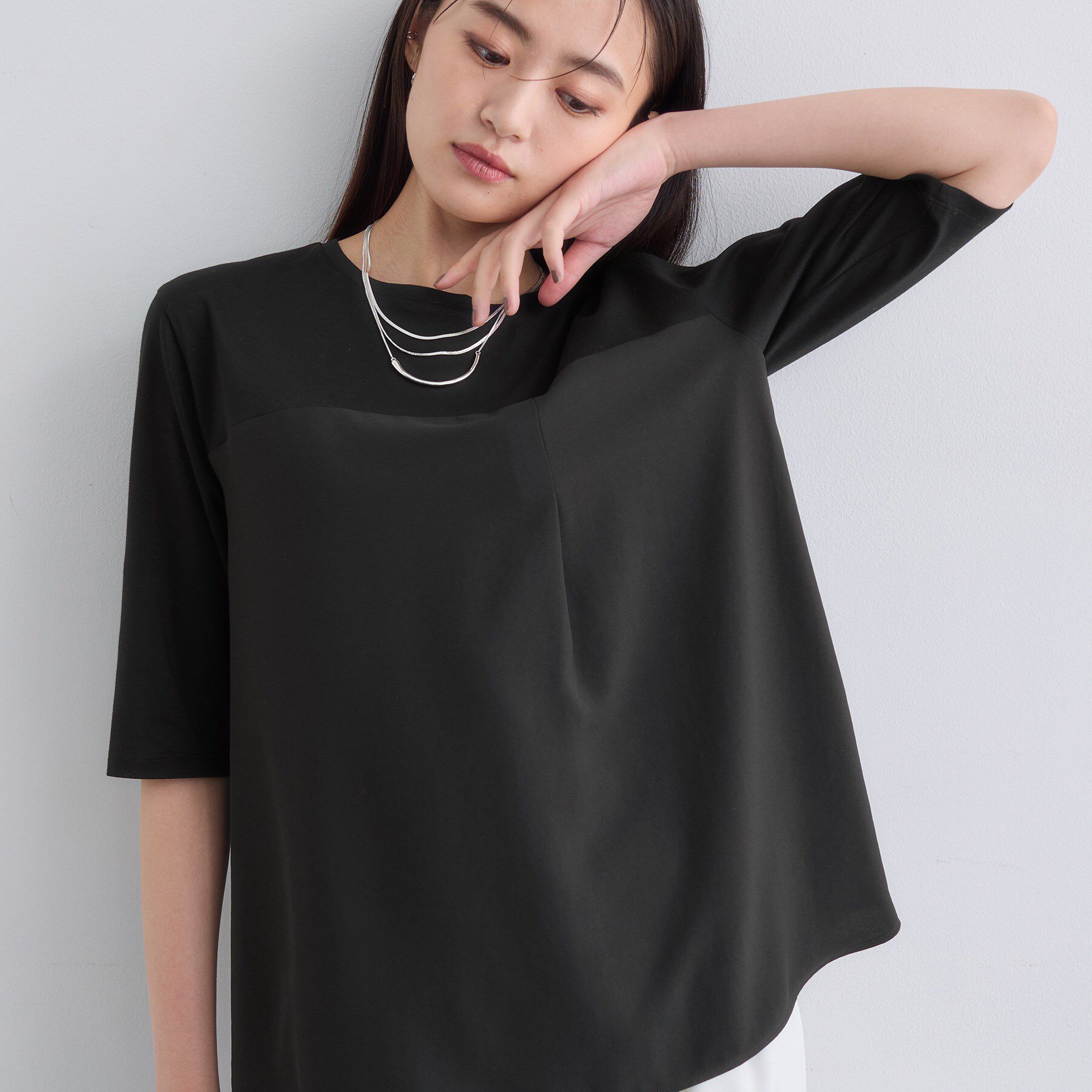 INDIVI「【セットアップ可能】ビスチェレイヤード風トップス」|Tシャツ・カットソー|ブラック(019)