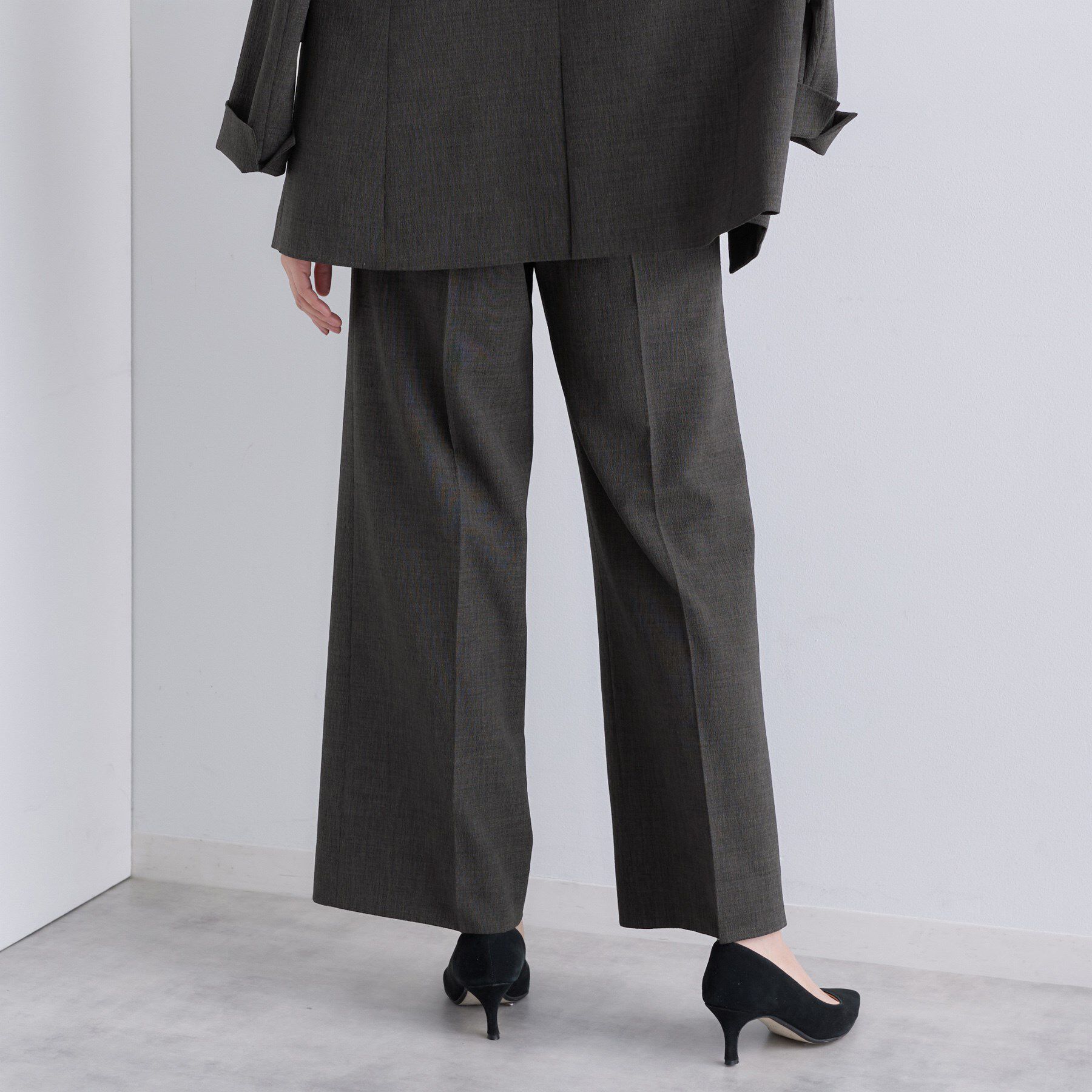 INDIVI「【洗える／セットアップ可能】凹凸ストレッチ素材ストレートパンツ」|その他|