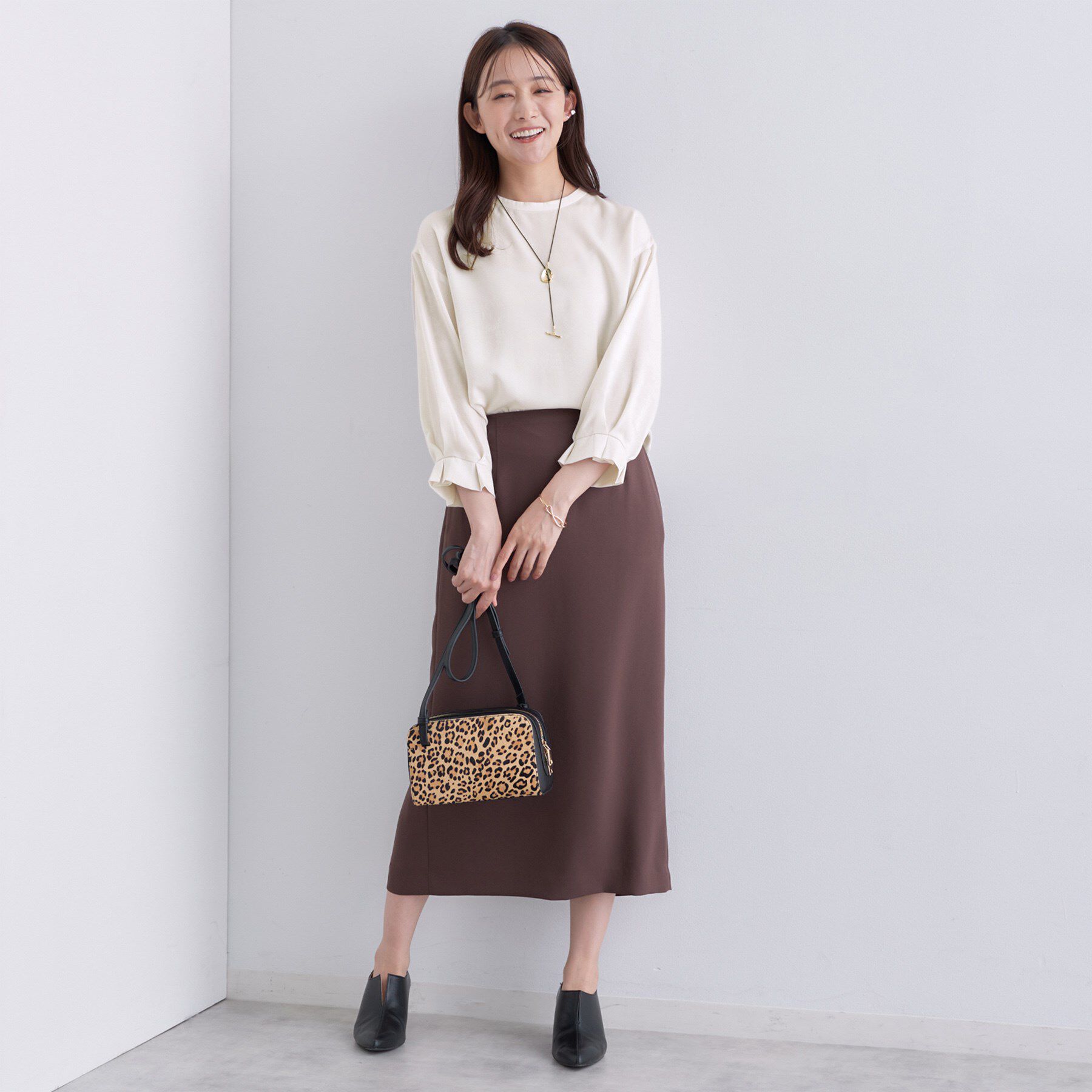 INDIVI「【セットアップ可能】スエード調サテンブラウス」|シャツ・ブラウス|