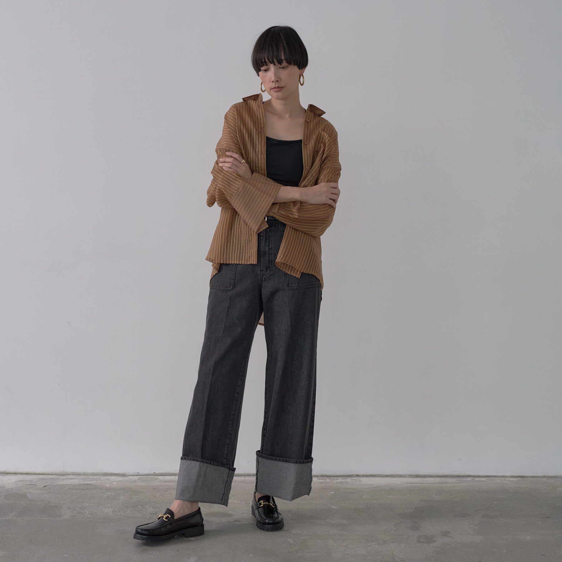 GALLEST「ワイドカフスシアーストライプシャツ/秋服/シアーシャツ」|シャツ・ブラウス|