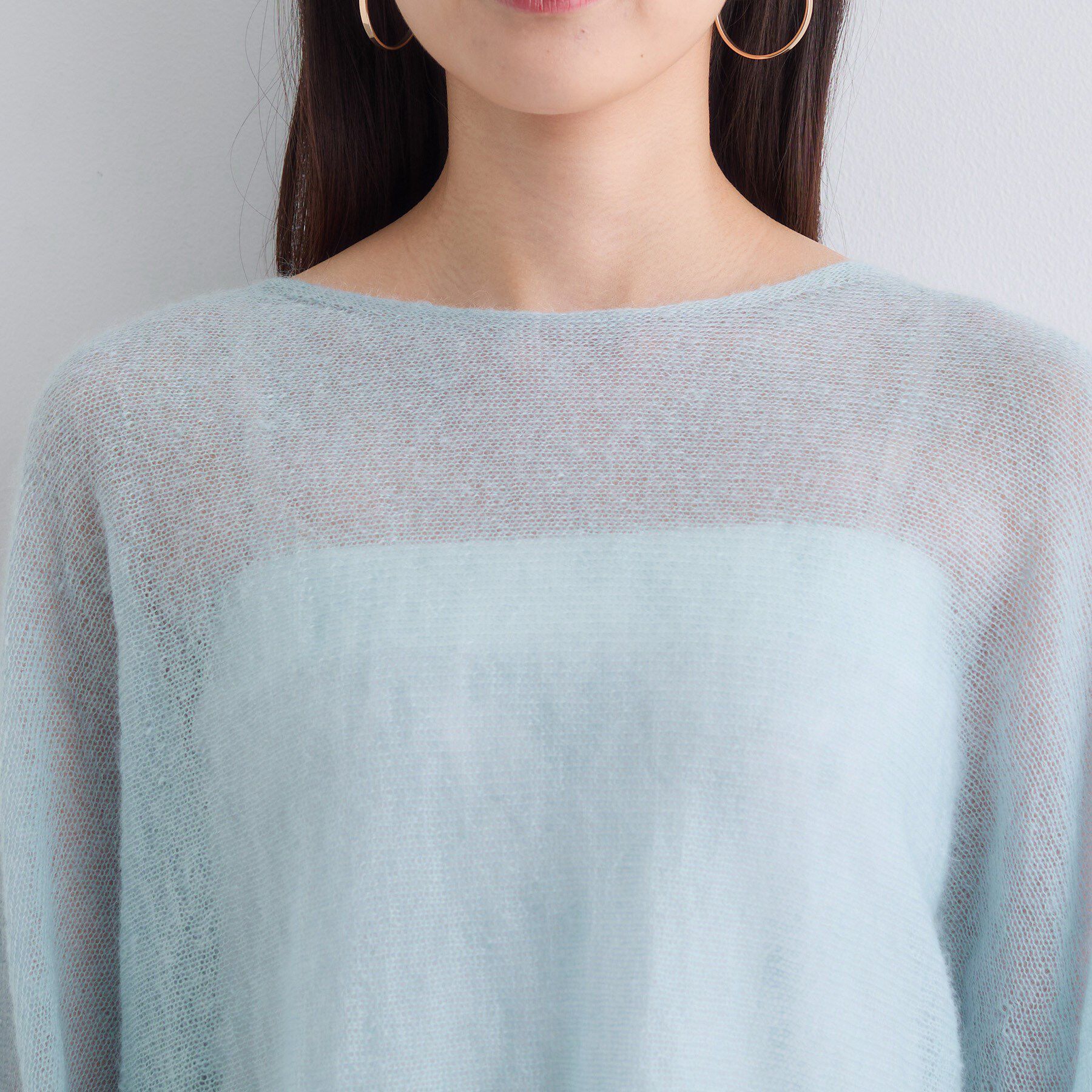 INDIVI「【キッドモヘヤ素材】ラウンドヘムニット」|ニット・セーター|