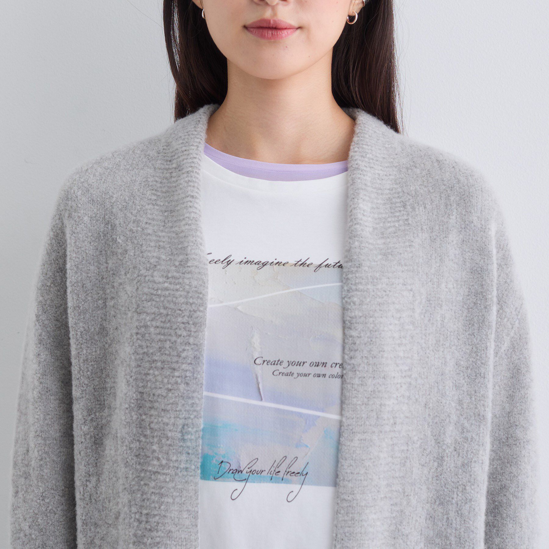 INDIVI「【エアリー素材】ブークレ着流しニットカーディガン」|カーディガン|