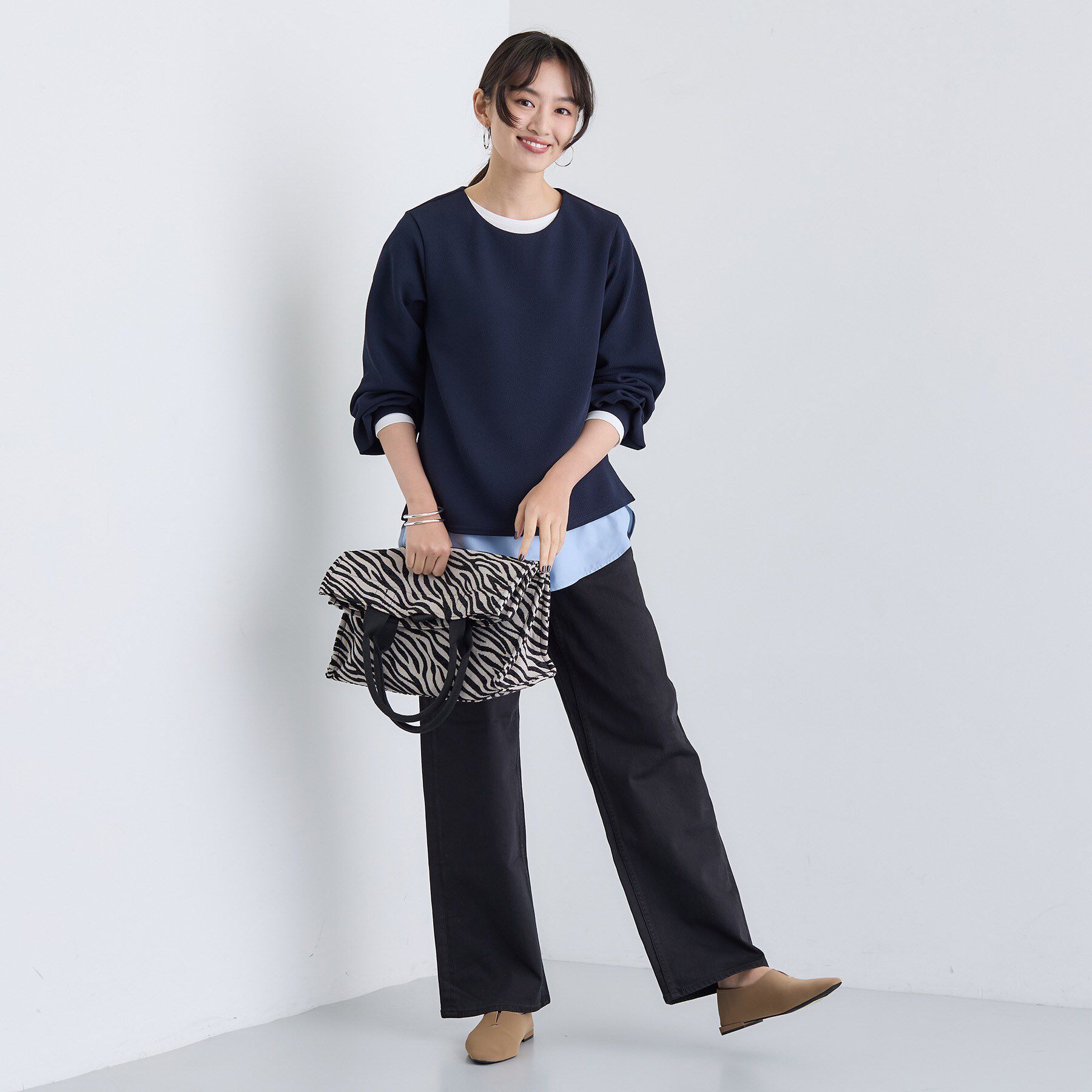 INDIVI「【SETUP可能／袖コンシャス】ダンボールジャージトップス」|Tシャツ・カットソー|