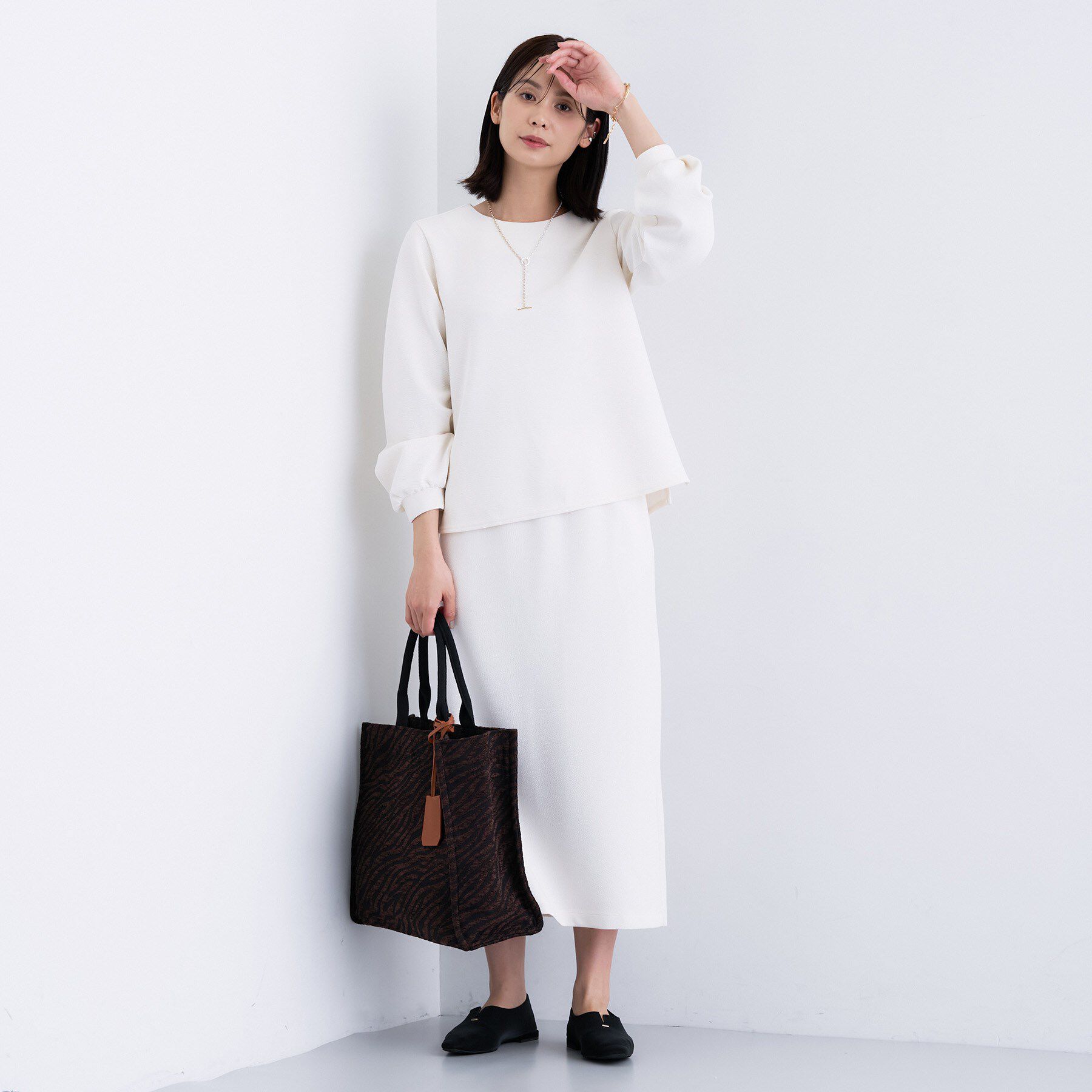 INDIVI「【SETUP可能／Iライン】ダンボールジャージスカート」|スカート|