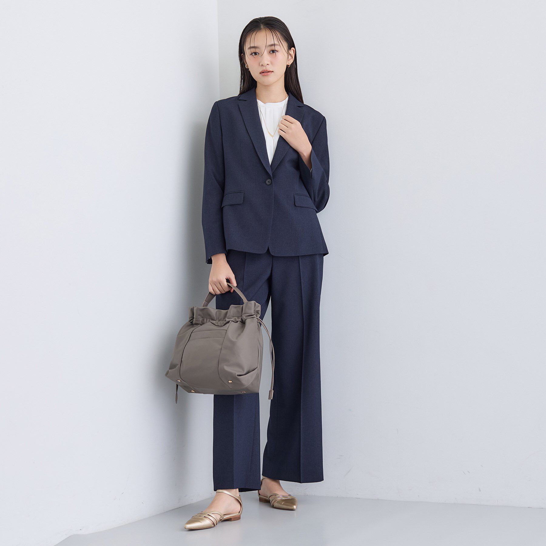 INDIVI「【洗える／通勤／スーツ】メランジストレッチ ワイドパンツ」|スーツ|