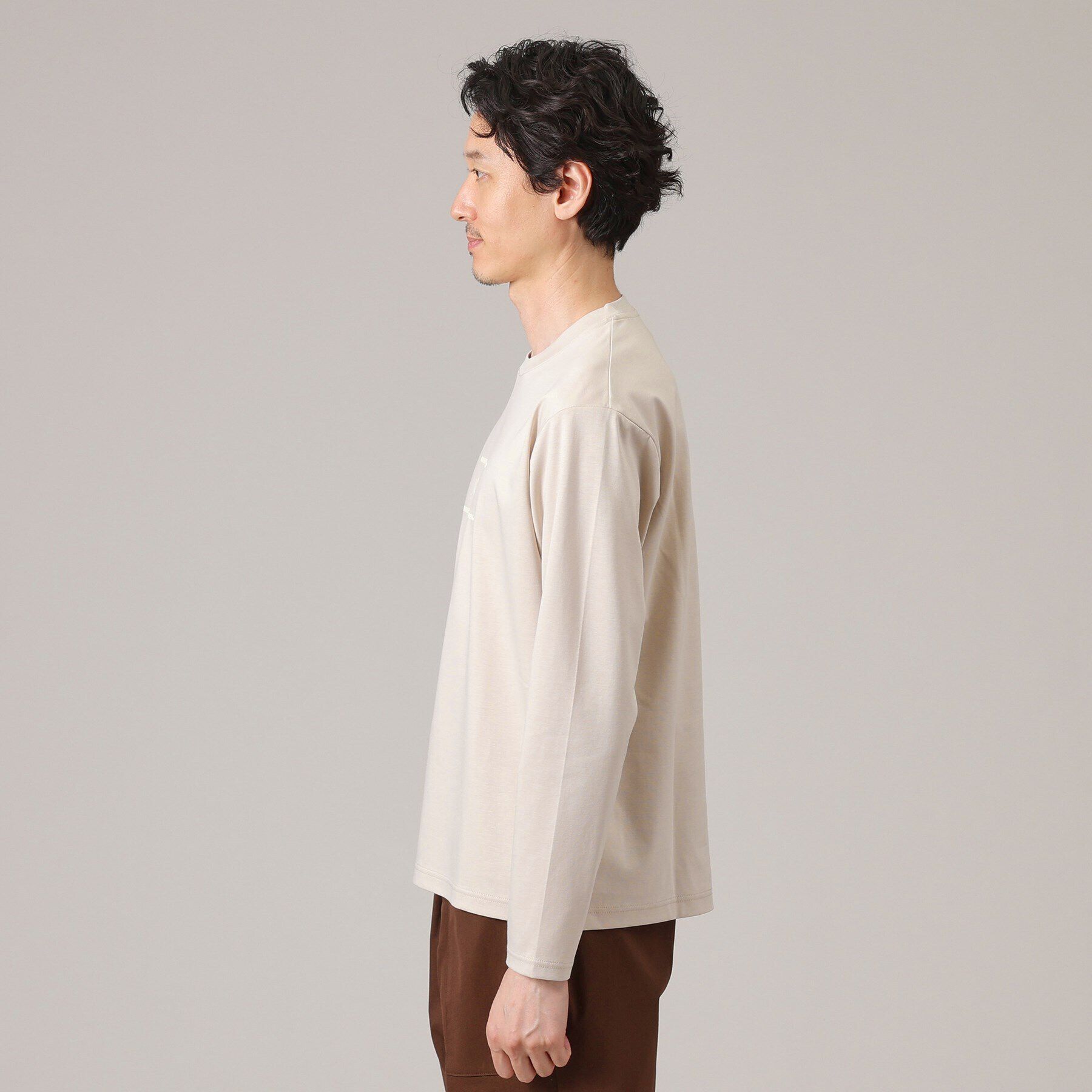 TAKEO KIKUCHI「カリグラフィーロゴ長袖ポンチTシャツ」|Tシャツ・カットソー|