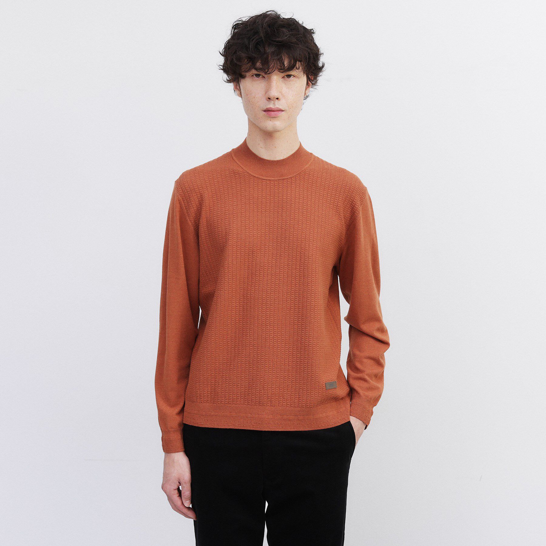 TAKEO KIKUCHI「ハイゲージ モックネック ニット プルオーバー」|ニット・セーター|ブラウン(043)