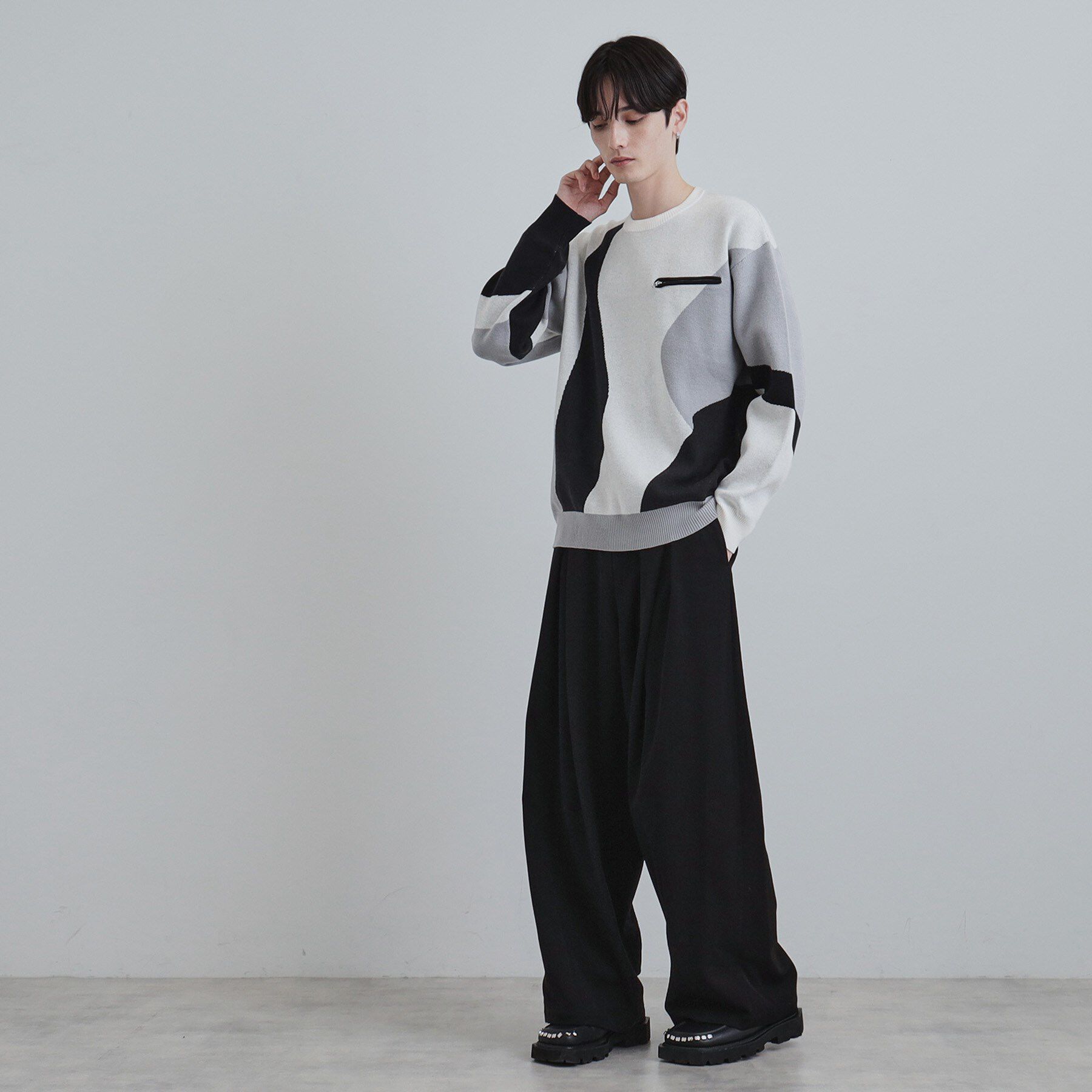 tk.TAKEO KIKUCHI「カラースキーム胸ZIPニット」|ニット・セーター|