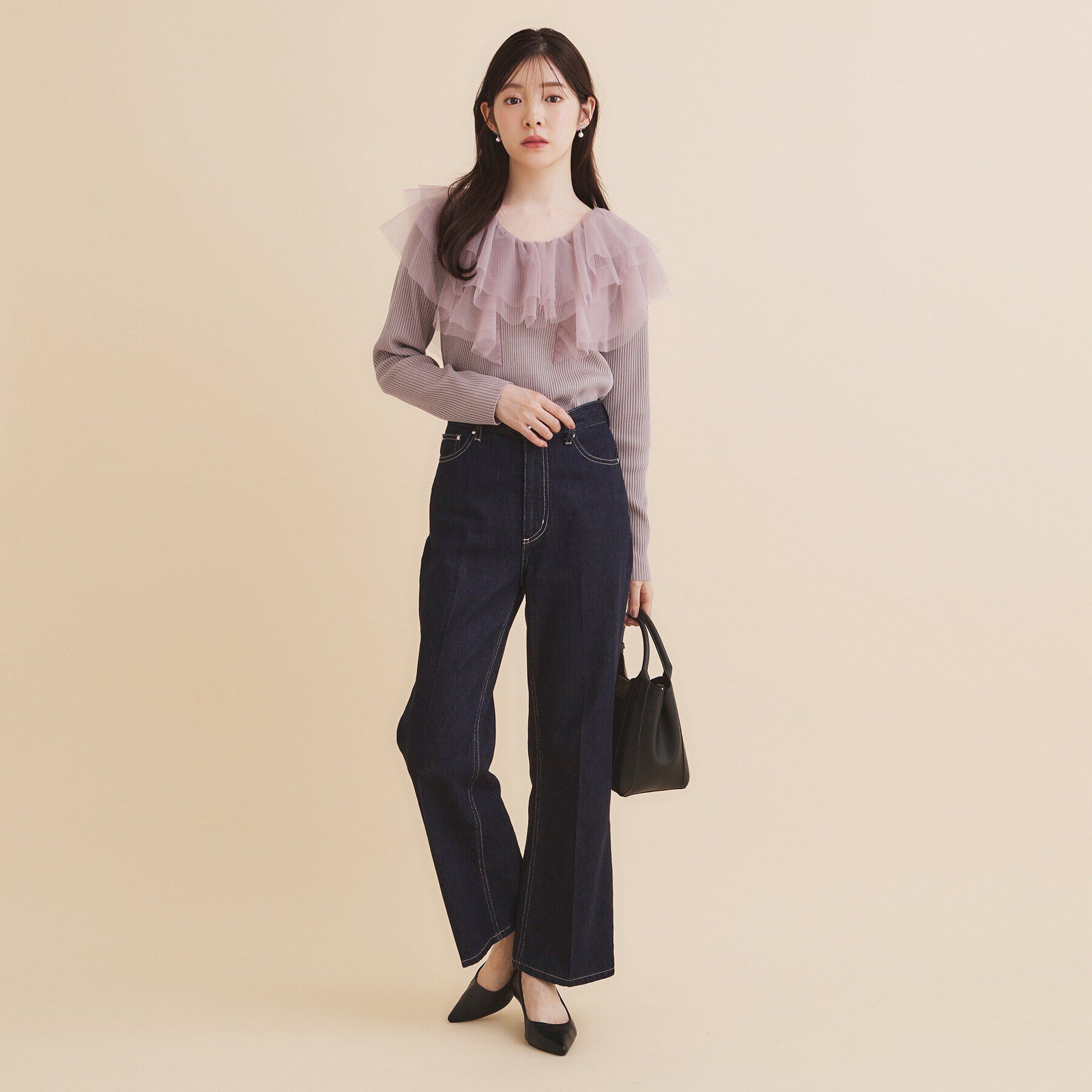 index「チュールフリルリブニット【洗濯機洗い可】」|ニット・セーター|