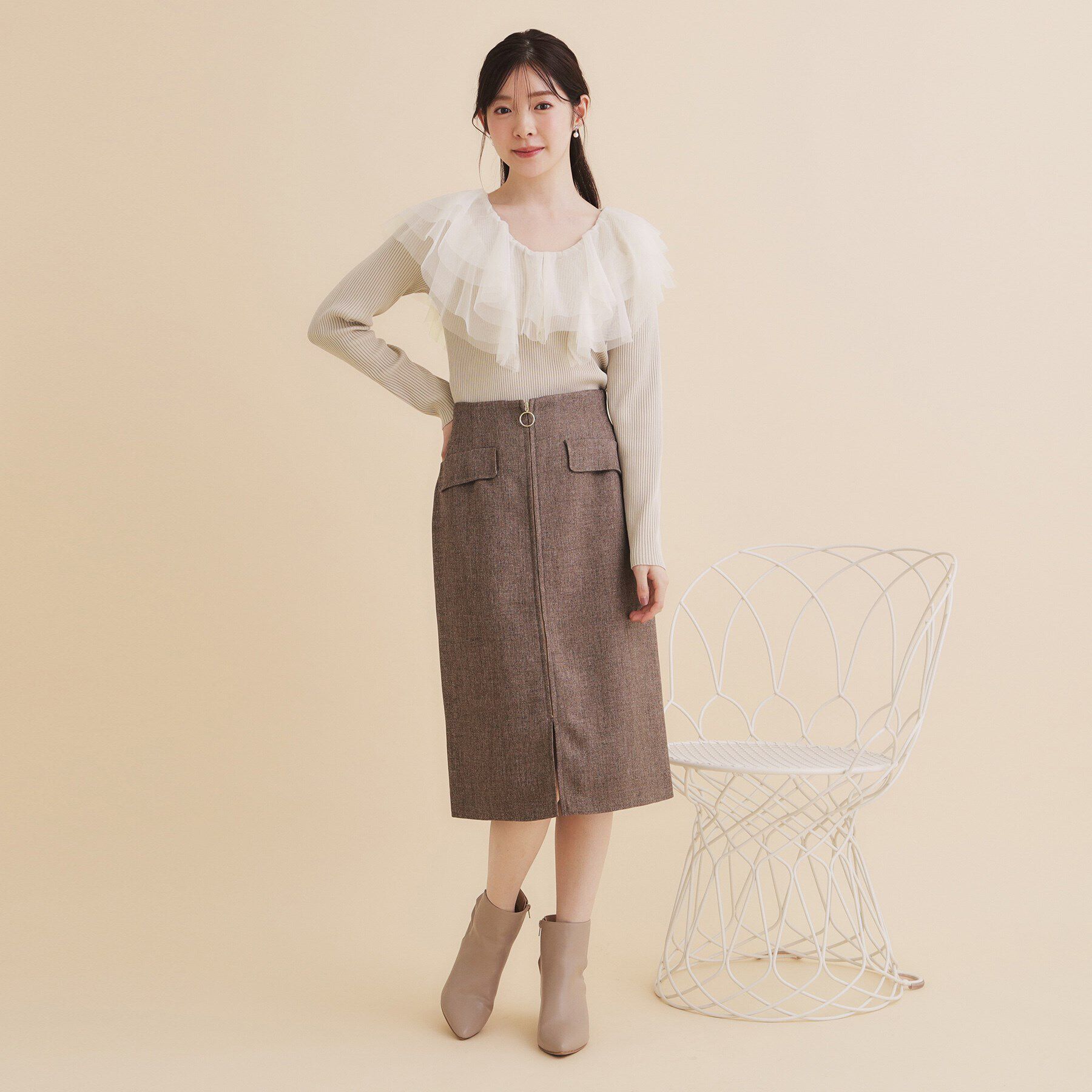 index「チュールフリルリブニット【洗濯機洗い可】」|ニット・セーター|