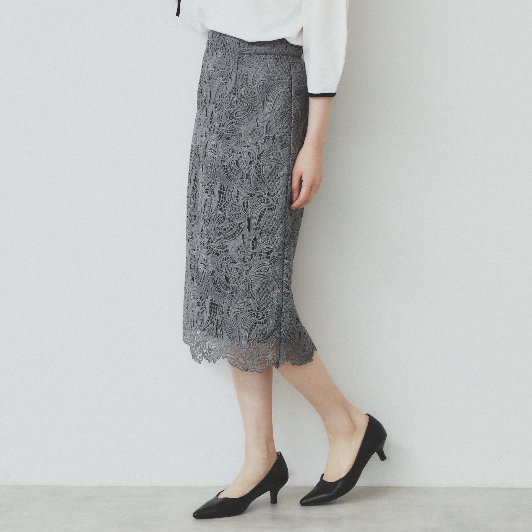 index「《XS-LLサイズ》フラワーレースタイトスカート【洗濯機洗い可】」|スカート|