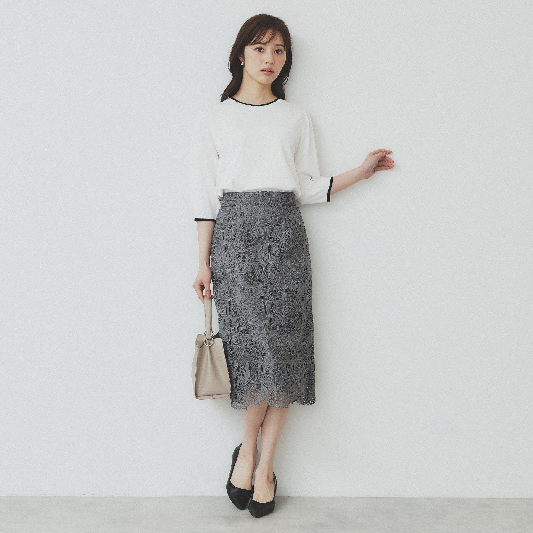 index「《XS-LLサイズ》フラワーレースタイトスカート【洗濯機洗い可】」|スカート|