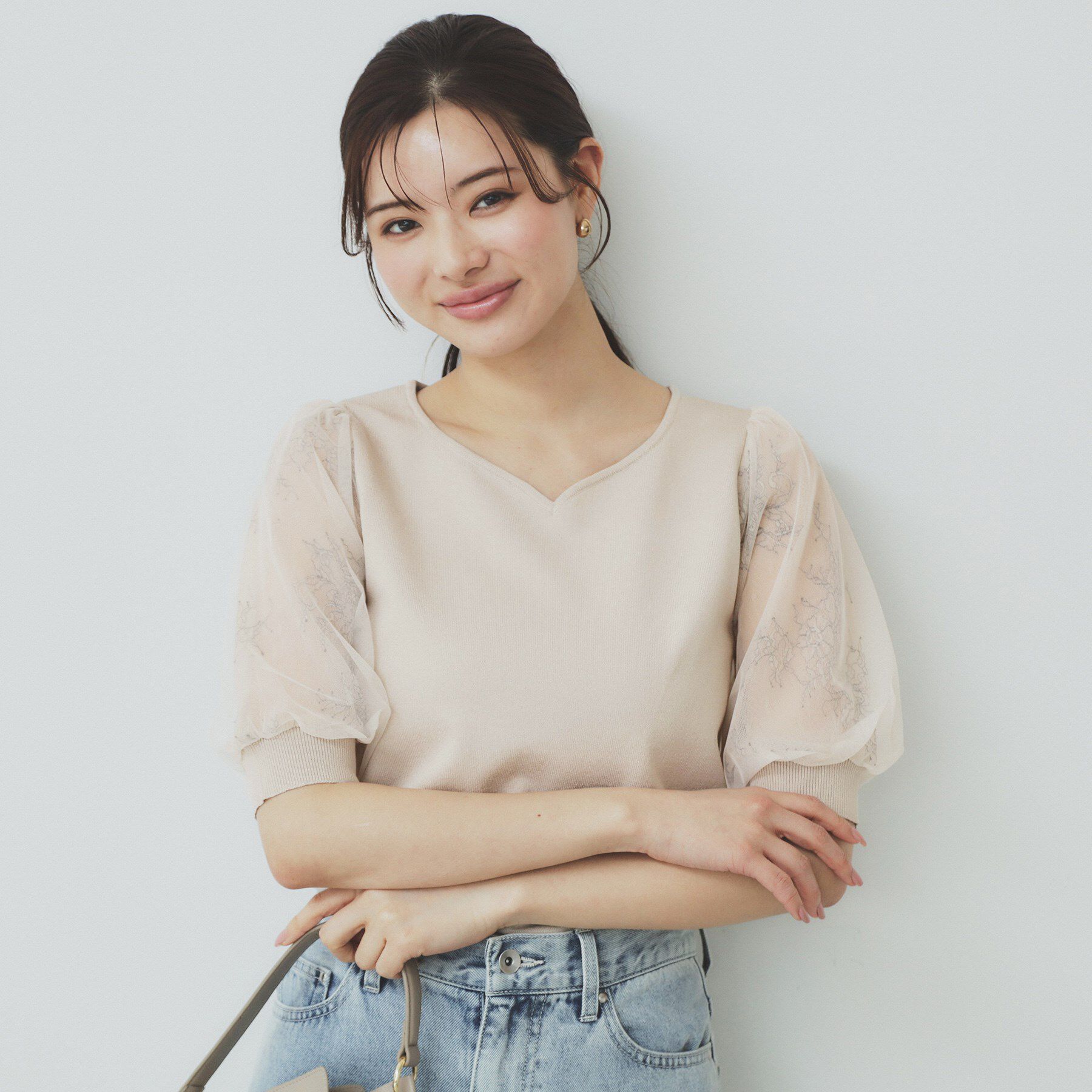 index「チュールレーススリーブニット【洗濯機洗い可】」|ニット・セーター|