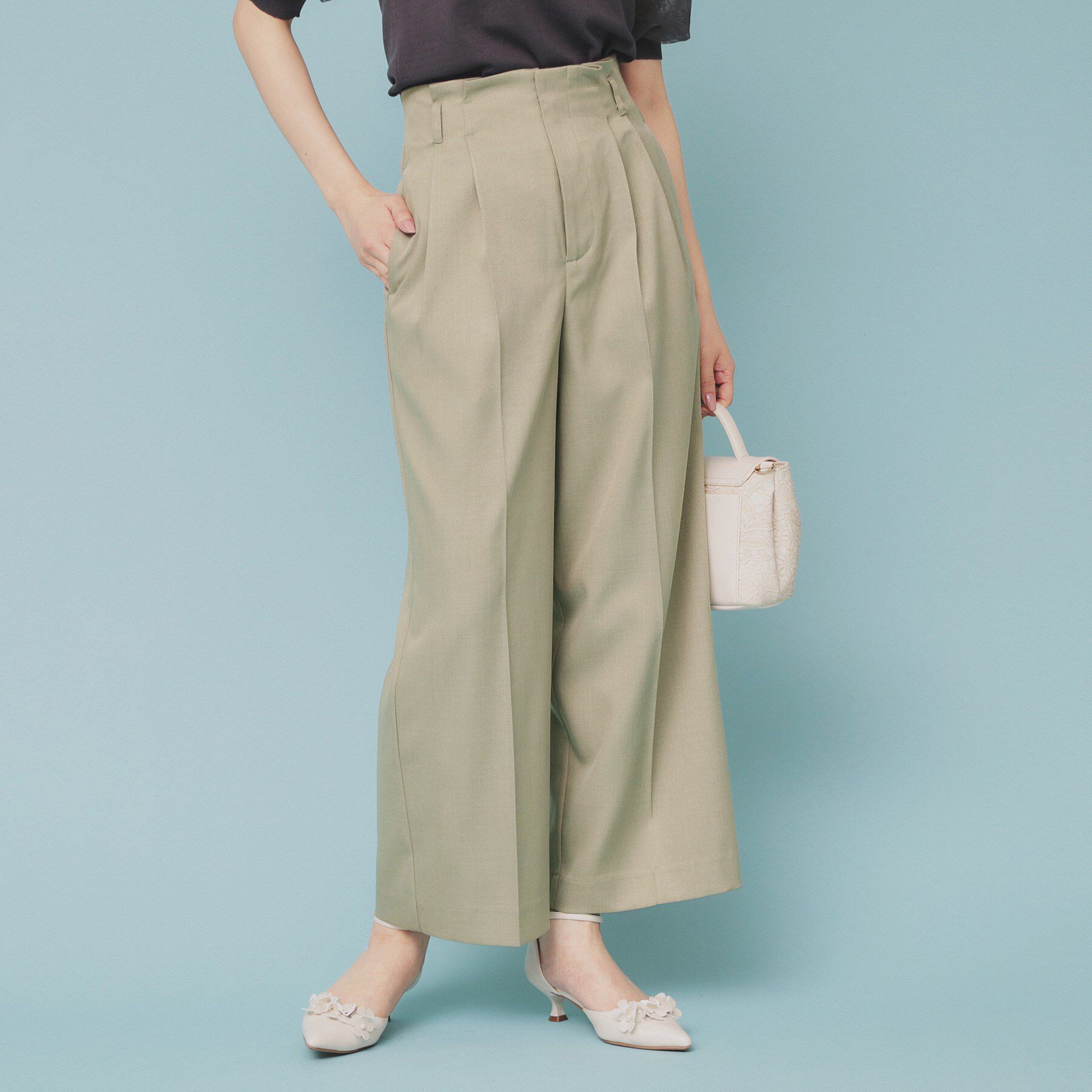 index「ベルト付ストレッチワイドパンツ【防シワ/イージーアイロン/洗濯機洗い可】」|その他|