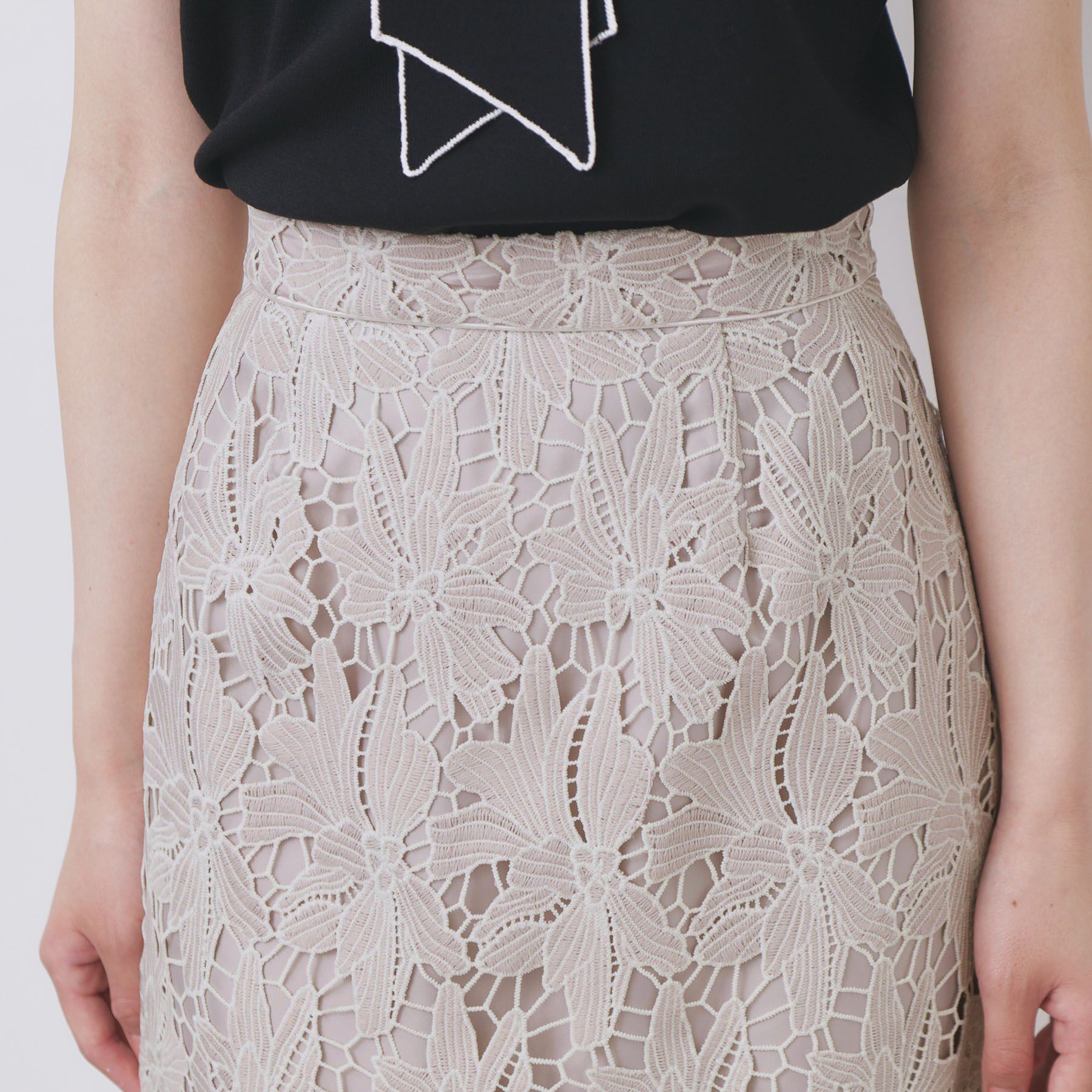 index「《S-3Lサイズ》バイカラーレースタイトスカート【洗濯機洗い可】」|スカート|