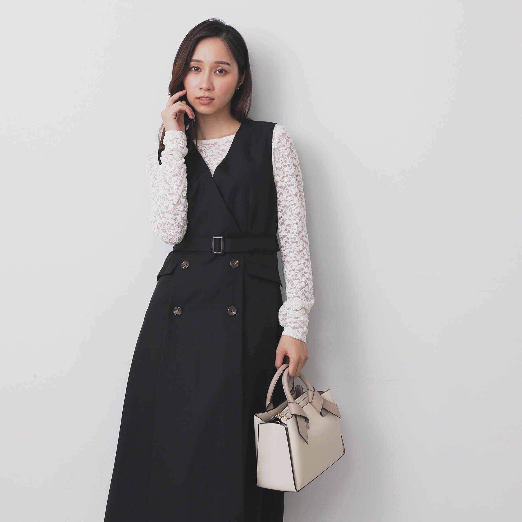 index「トレンチディティールワンピース【洗濯機OK/イージーアイロン/防シワ】」|ワンピース|ブラック(019)