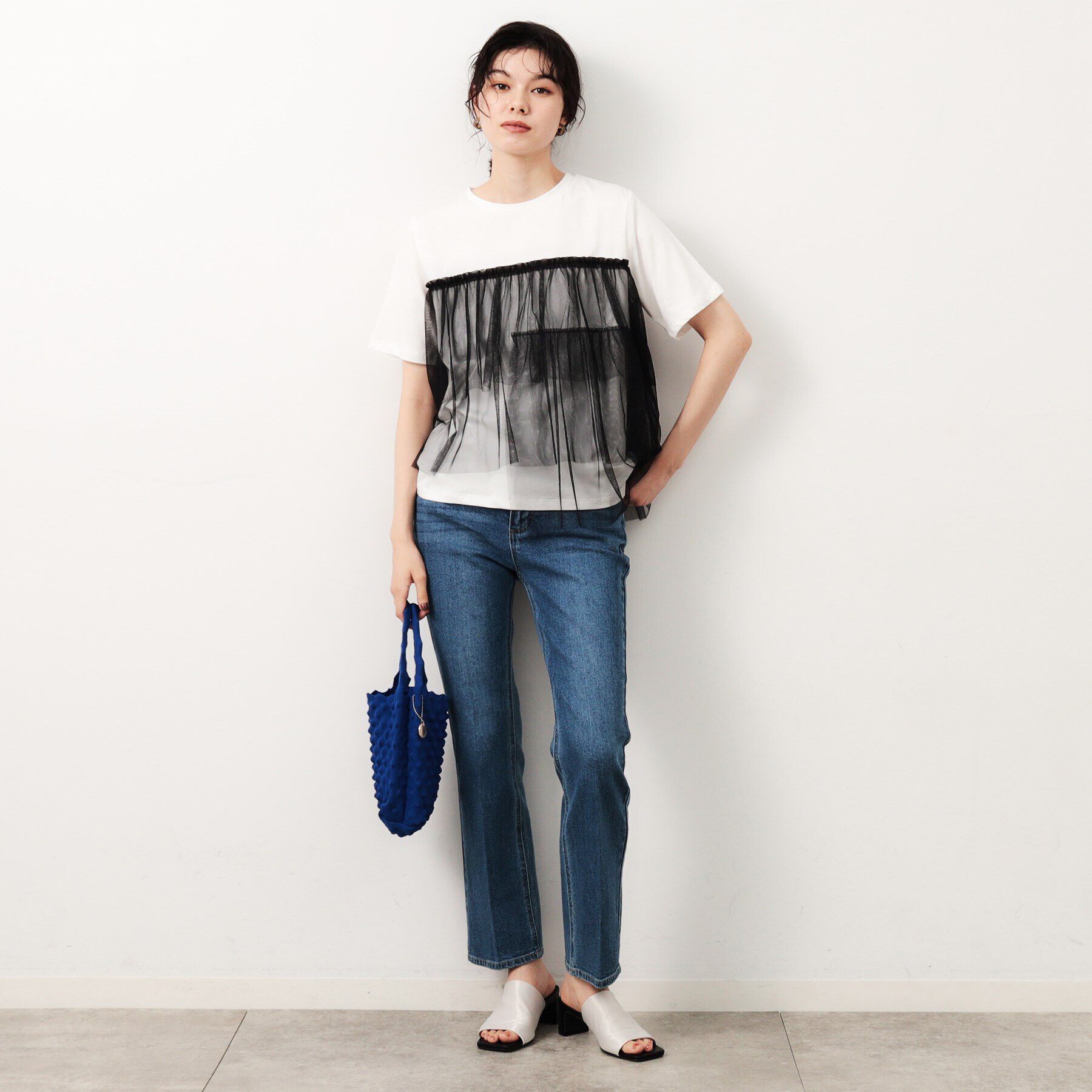 OPAQUE.CLIP「チュールドッキングTシャツ【洗濯機洗い可】」|Tシャツ・カットソー|