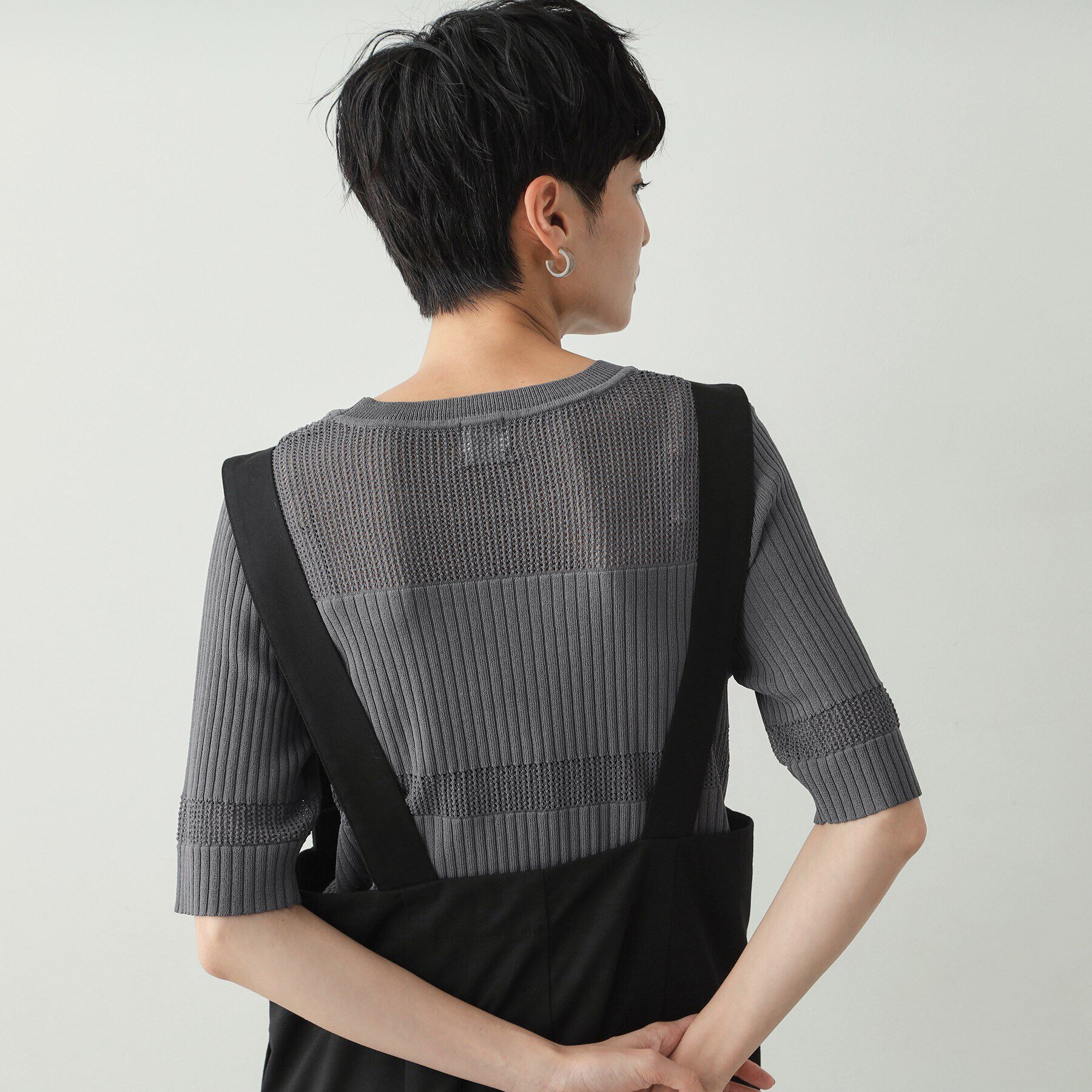OPAQUE.CLIP「メッシュ&times;リブニット【洗濯機洗い可/抗ピル】」|ニット・セーター|