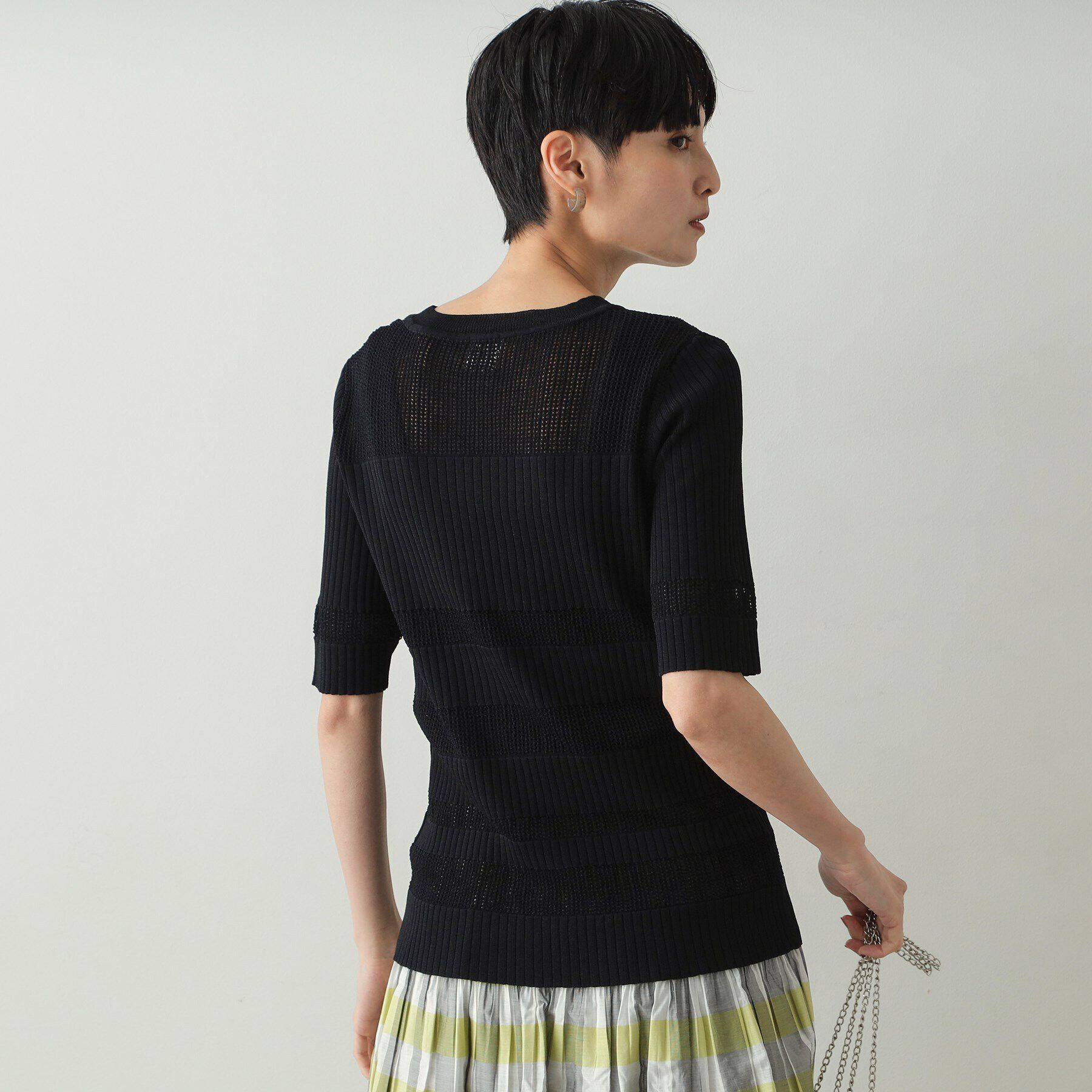 OPAQUE.CLIP「メッシュ&times;リブニット【洗濯機洗い可/抗ピル】」|ニット・セーター|