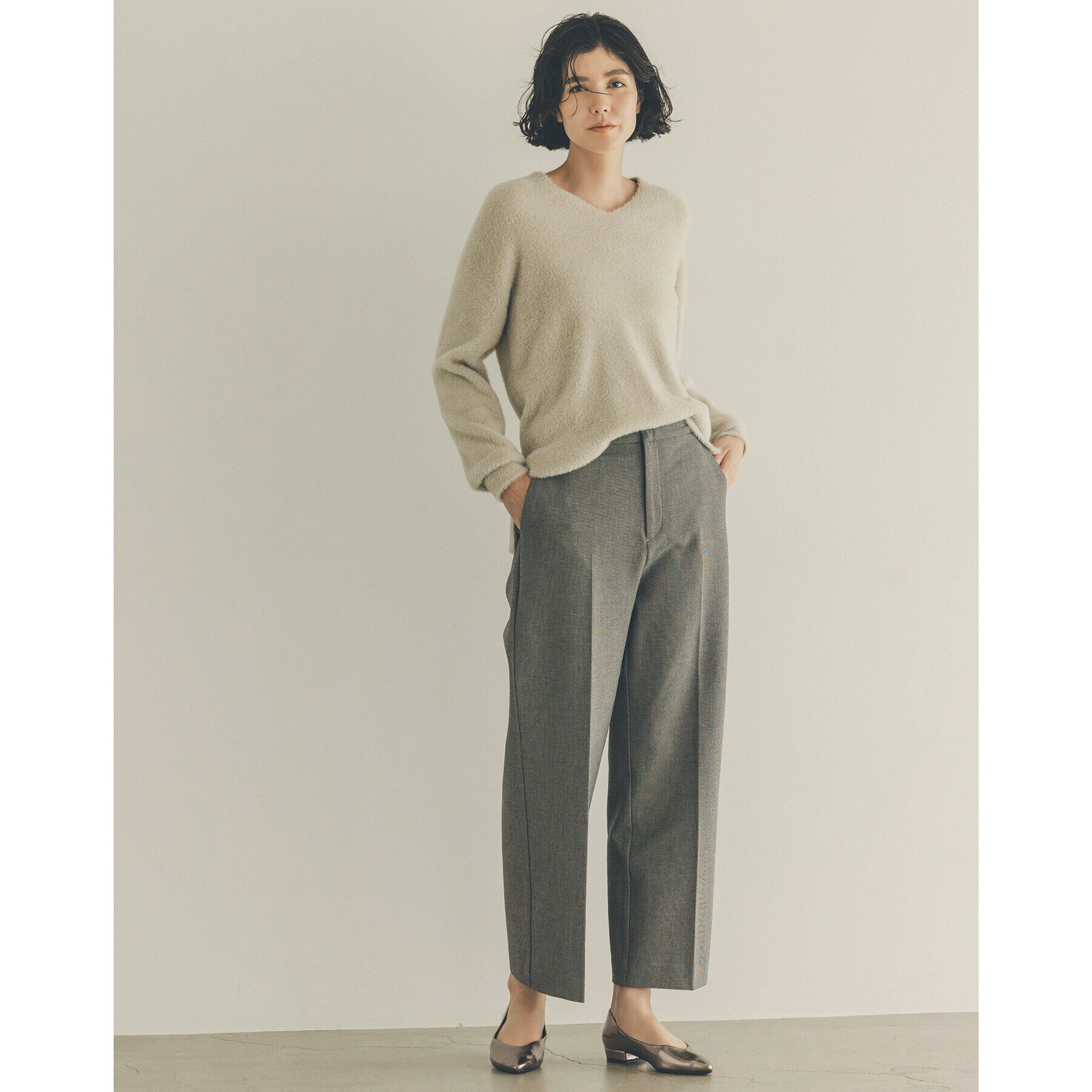 OPAQUE.CLIP「《SS-LLsize》着丈が選べる！裏起毛ストレッチワイドパンツ【蓄熱素材/洗濯機洗い可】」|その他|