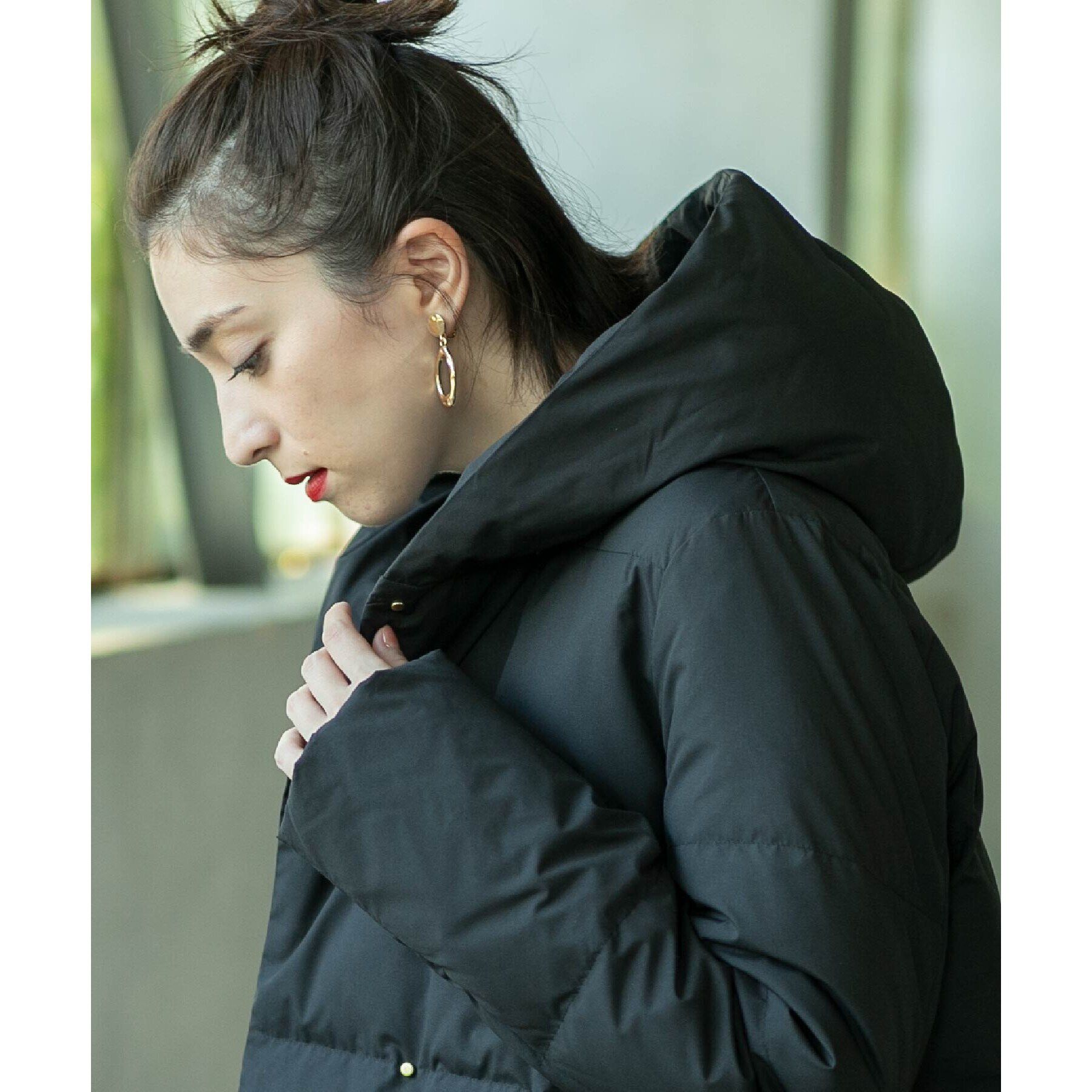 OPAQUE.CLIP「《S-LLsize》フードミドルダウンコート【洗濯機洗い可/撥水/防風/抗菌加工】」|ダウン|