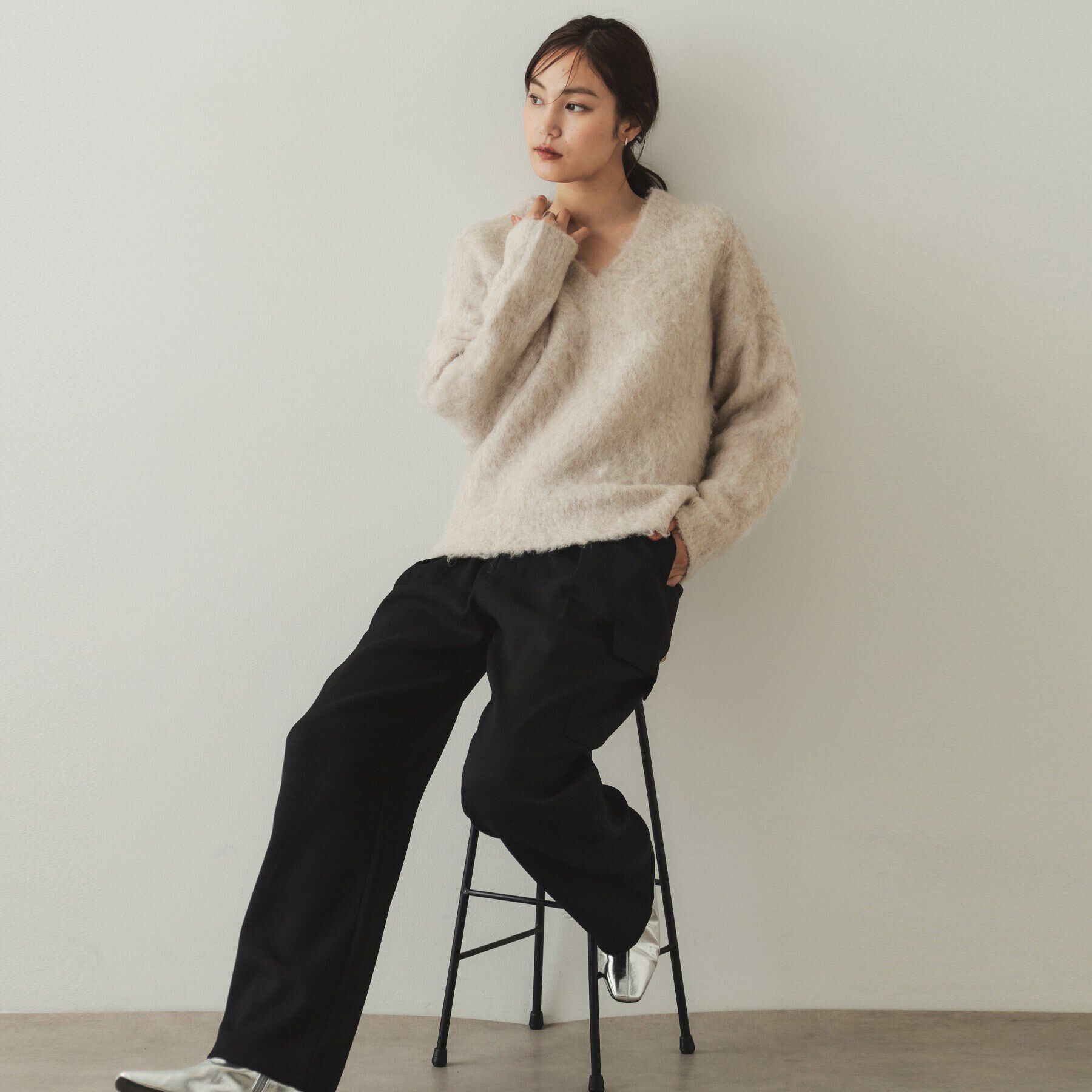 OPAQUE.CLIP「アルパカ混Vネックニット【洗える】」|ニット・セーター|