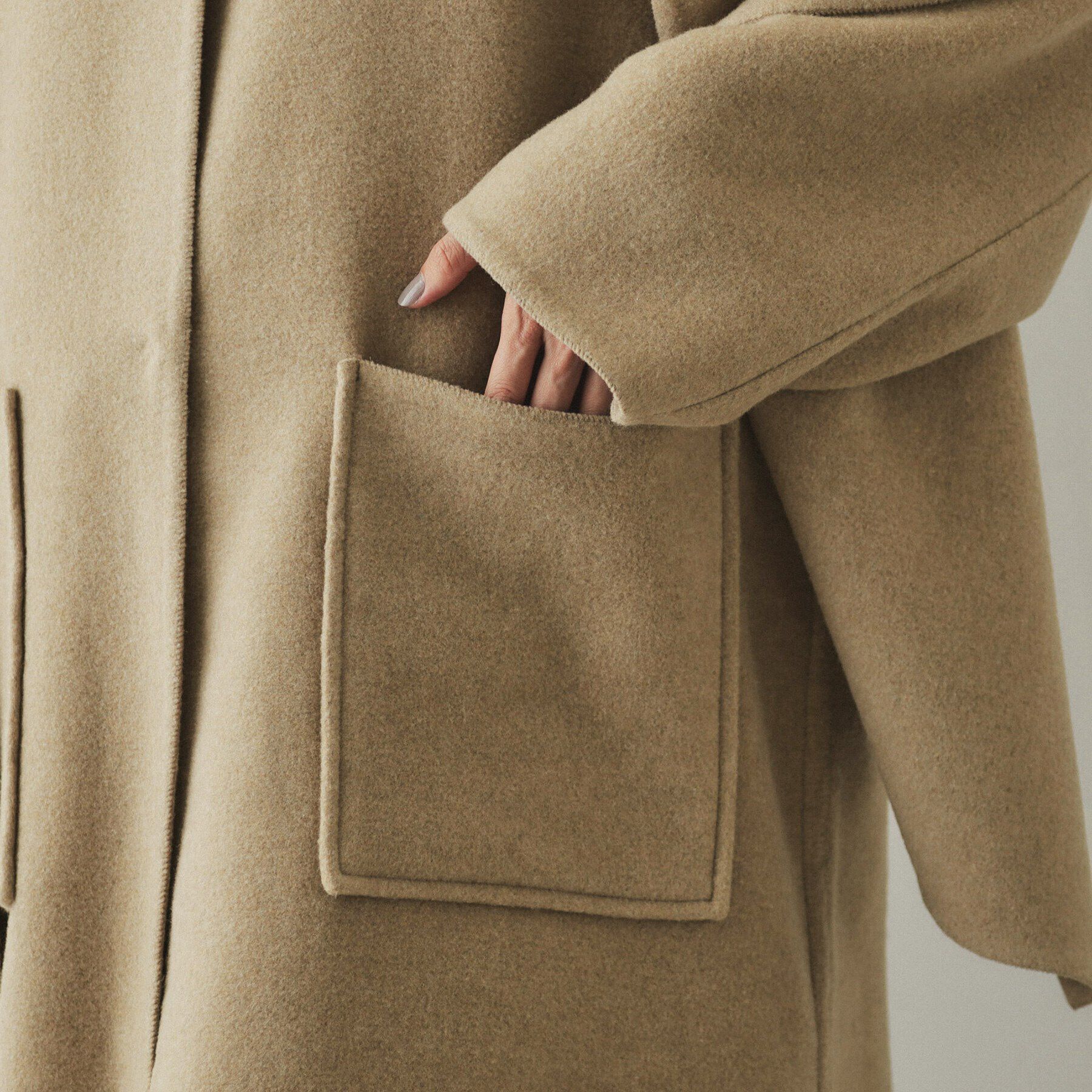 OPAQUE.CLIP「《マフラー付き》ウール混ノーカラーコート」|ノーカラーコート|