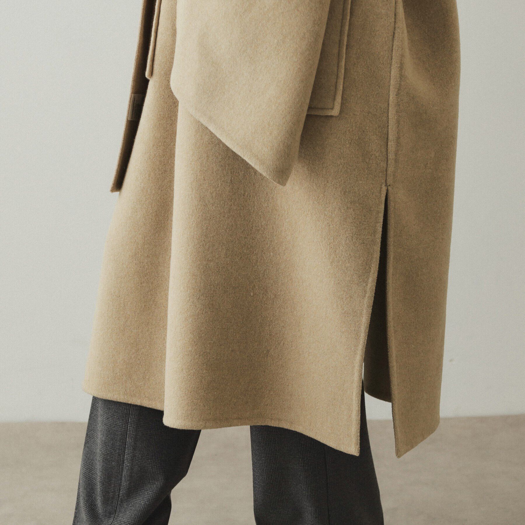 OPAQUE.CLIP「《マフラー付き》ウール混ノーカラーコート」|ノーカラーコート|