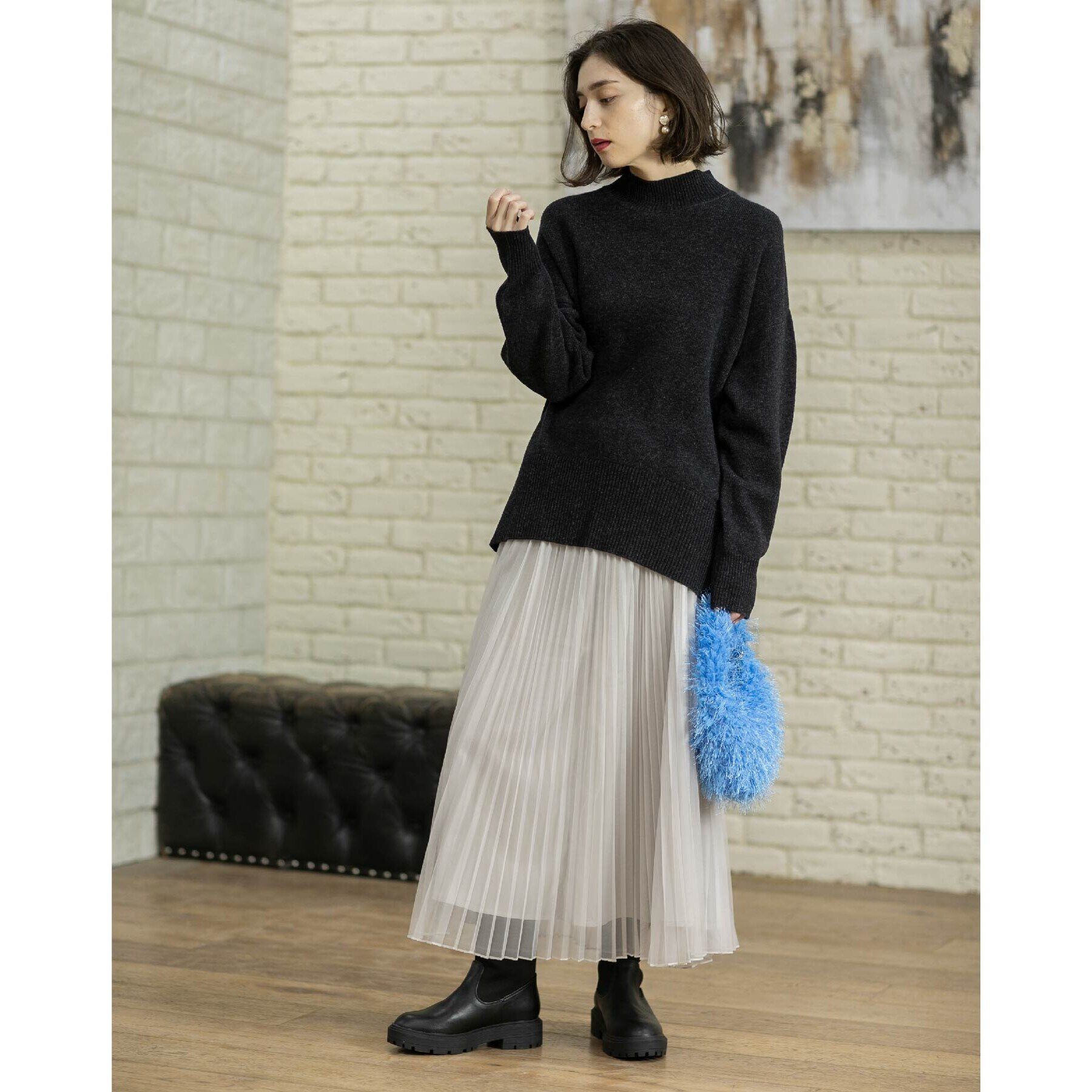 OPAQUE.CLIP「《通勤・セレモニー対応》チュールプリーツフレアスカート【洗濯機洗い可】」|スカート|