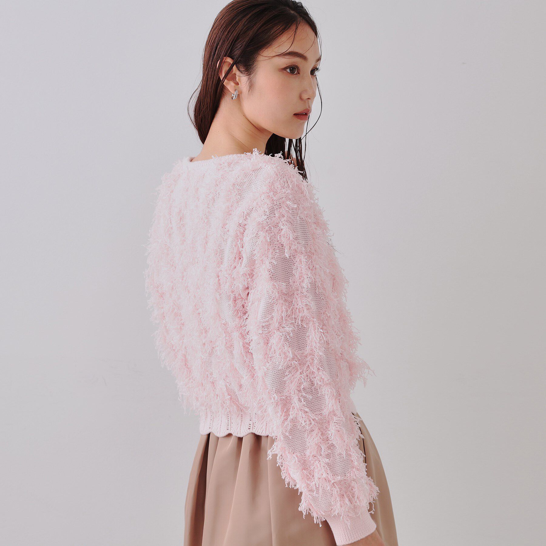 OPAQUE.CLIP「フリンジスパンコールニット【洗える】」|ニット・セーター|