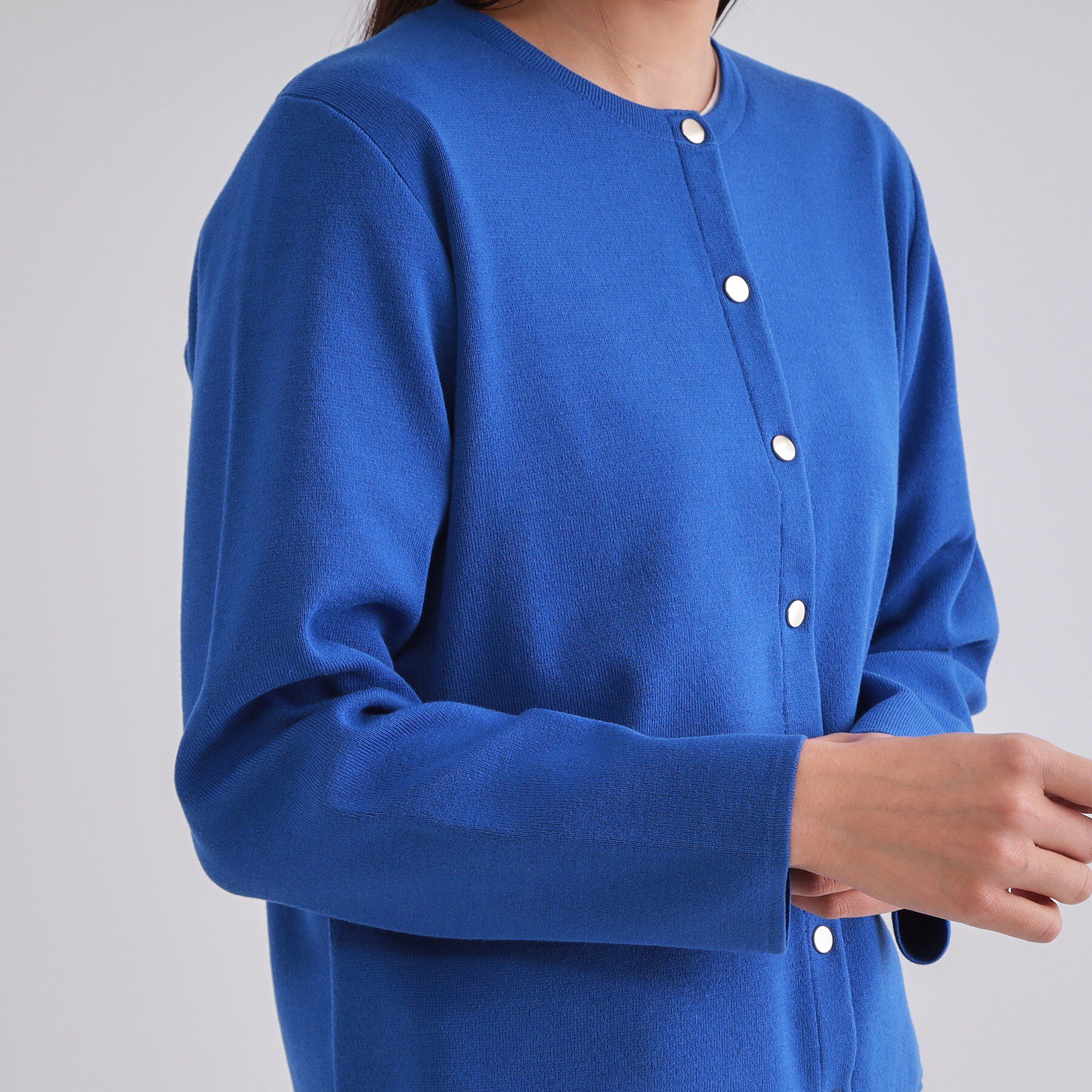 OPAQUE.CLIP「スナップボタンショートニットカーディガン【洗濯機洗い可】」|カーディガン|