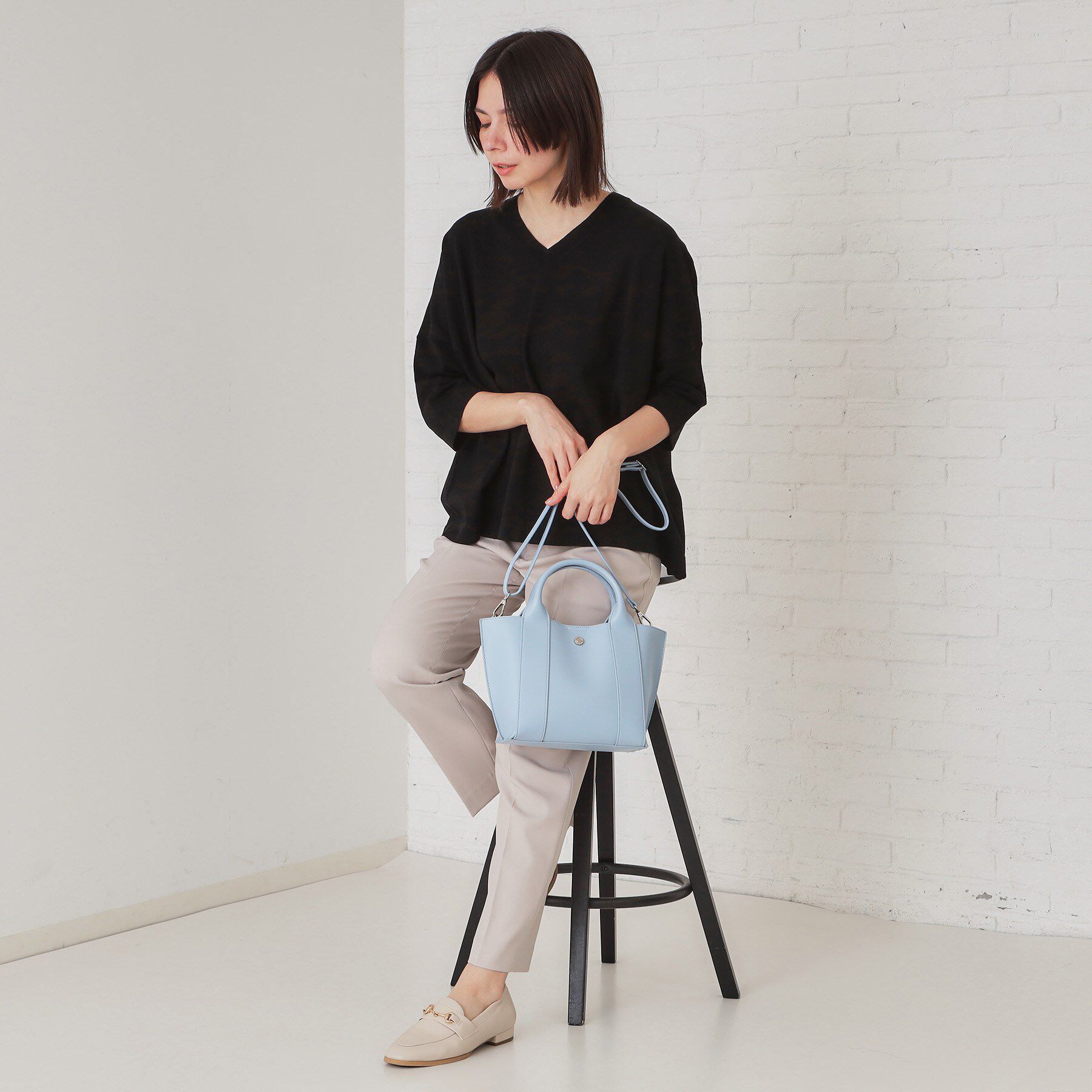 OPAQUE.CLIP「【2WAY】スムース合皮ミドルトートバッグ」|トートバッグ|