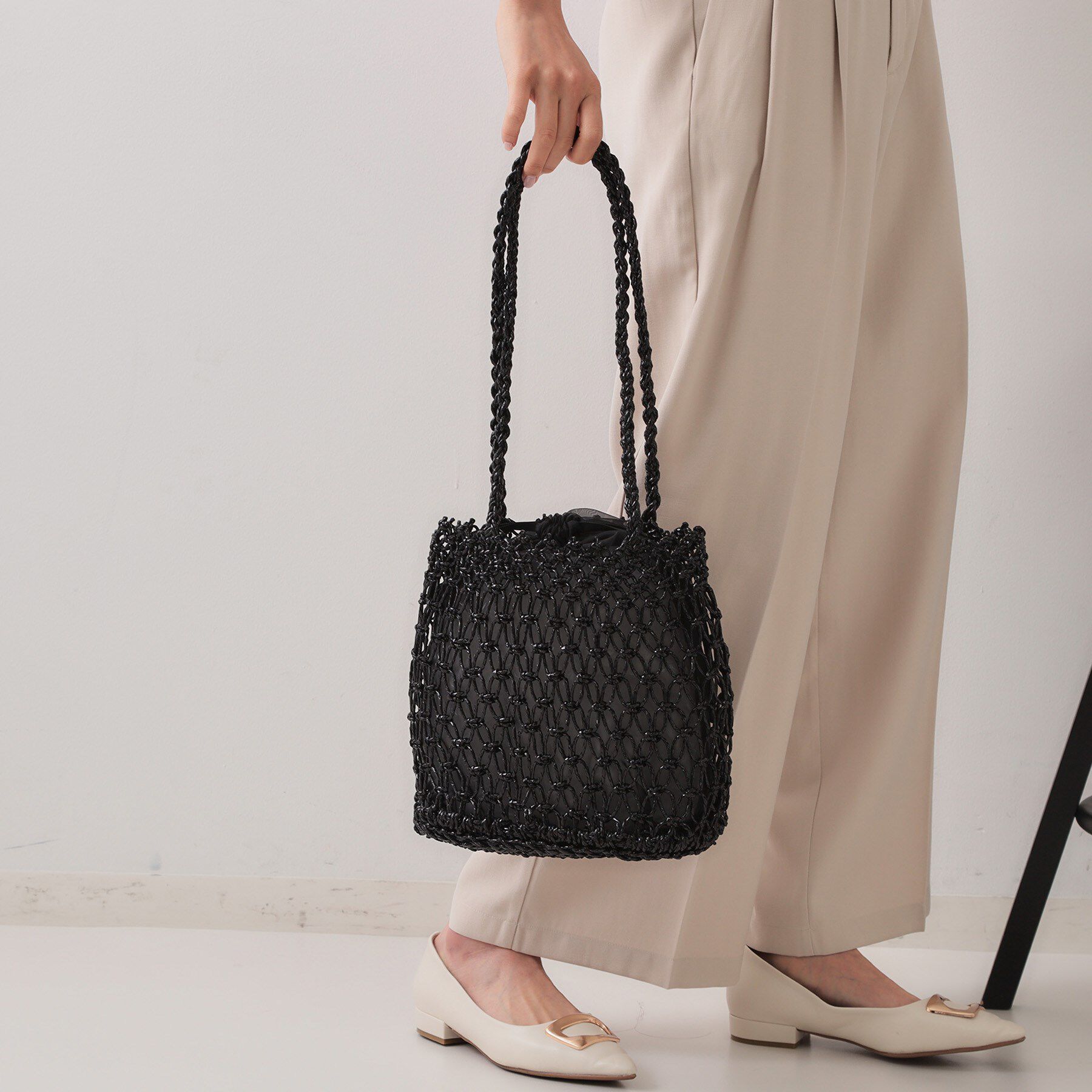 OPAQUE.CLIP「巾着付きマクラメショルダーバッグ」|ショルダー・メッセンジャー|