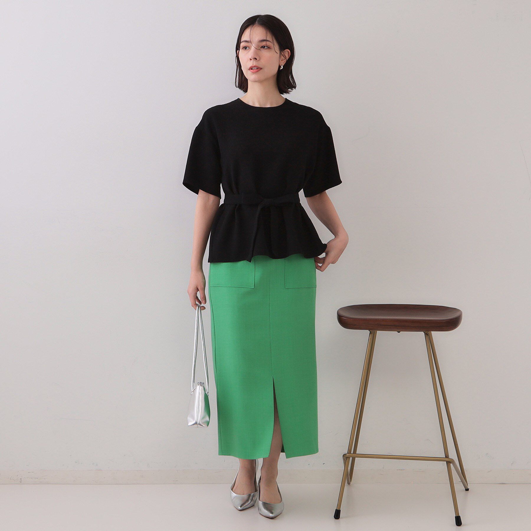 OPAQUE.CLIP「《5色展開/S-LLサイズ》リネンライクストレッチタイトスカート【洗濯機洗い可】」|スカート|