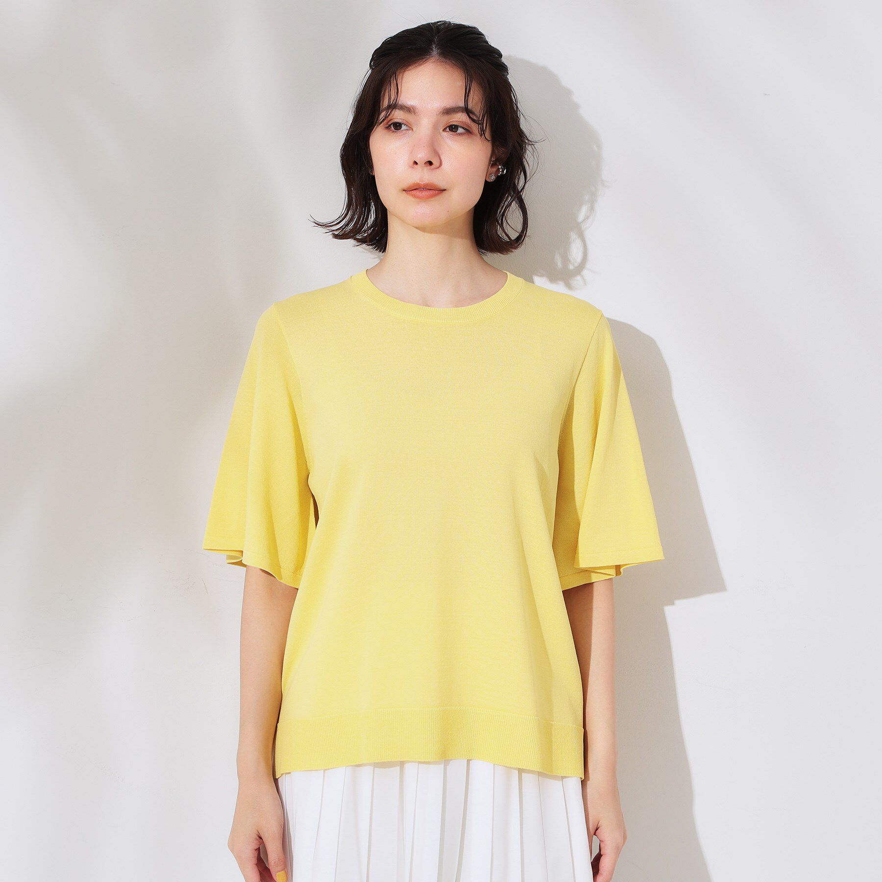 OPAQUE.CLIP「《6色展開/S-LLサイズ》フレアスリーブニット【UV/接触冷感/抗ピル/洗濯機洗い可】」|ニット・セーター|