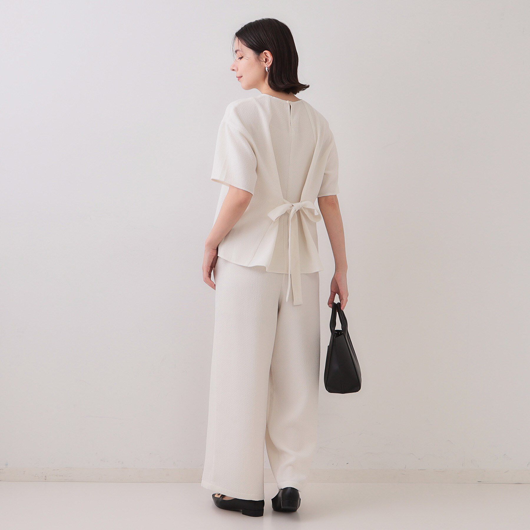 OPAQUE.CLIP「ストレッチジャカード2WAYリボントップス/セットアップ対応可【洗濯機洗い可】」|シャツ・ブラウス|