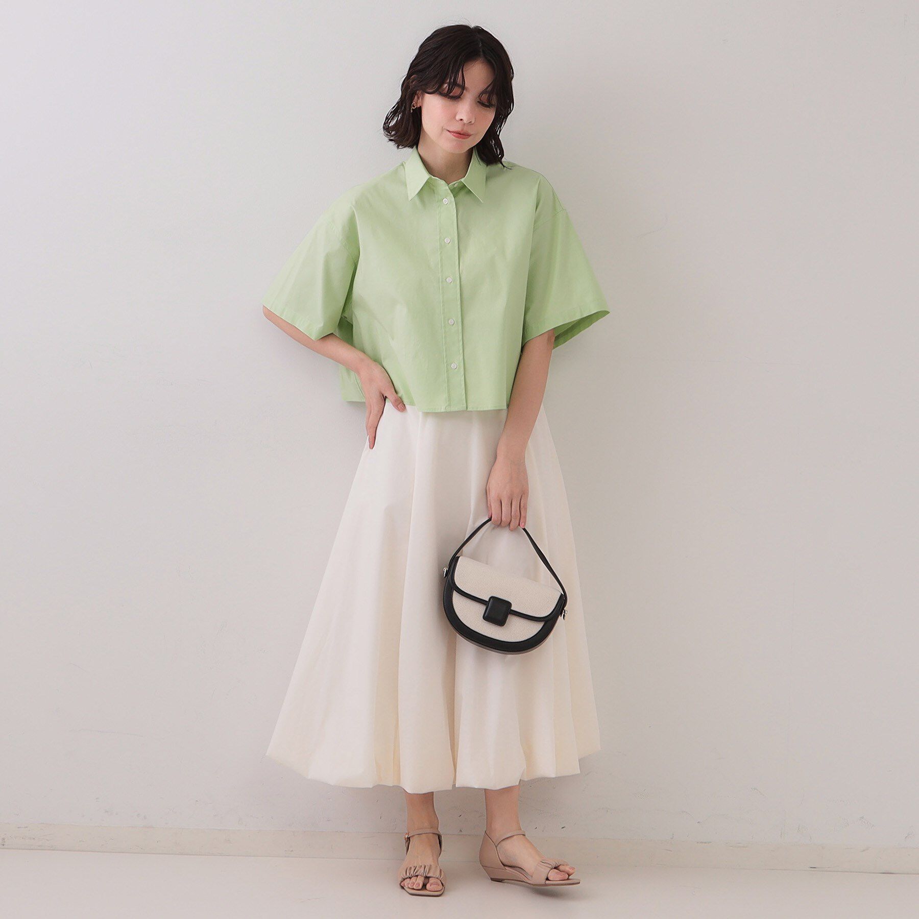 OPAQUE.CLIP「クロップドハーフスリーブシャツ【洗濯機洗い可】」|シャツ・ブラウス|