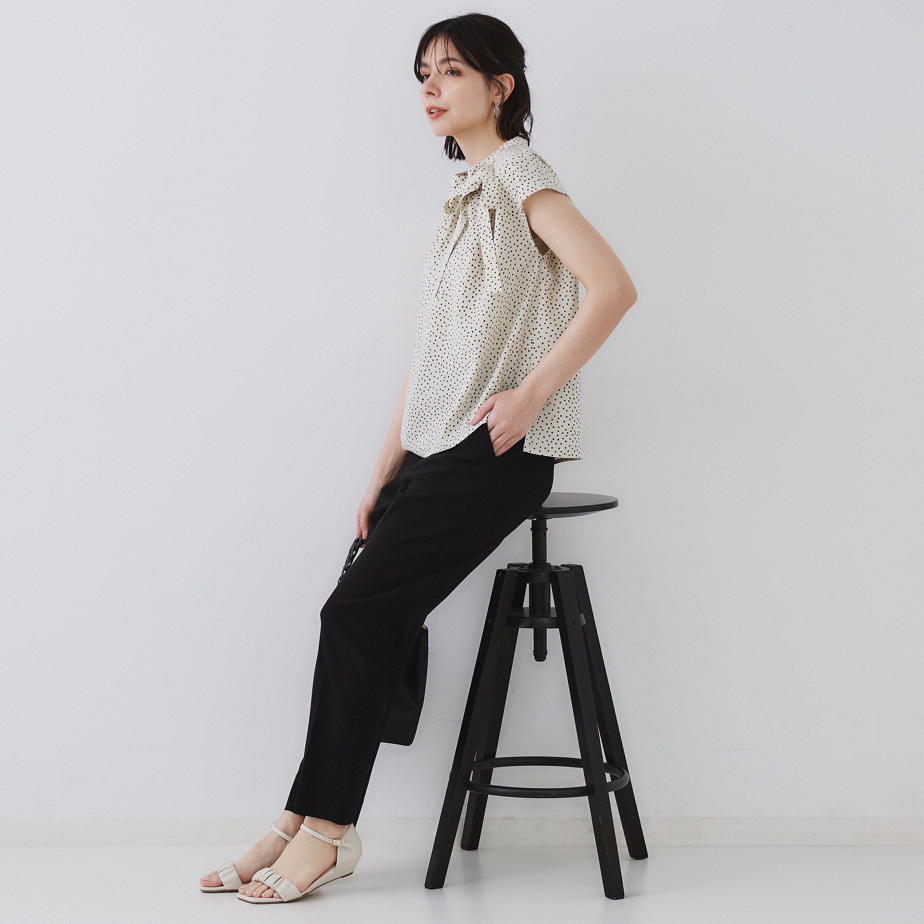 OPAQUE.CLIP「ラッピングボウタイドットブラウス【洗濯機洗い可】」|シャツ・ブラウス|