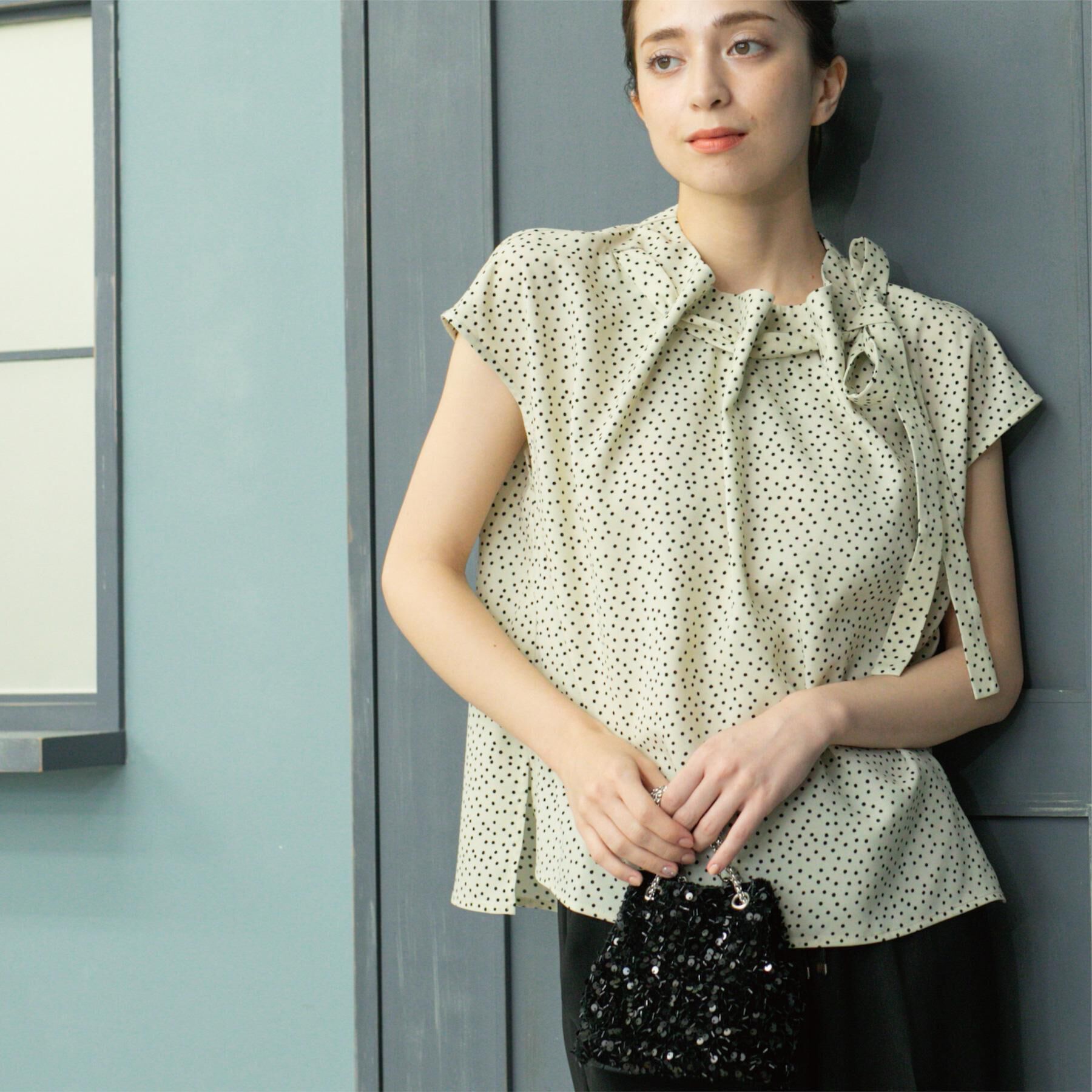 OPAQUE.CLIP「ラッピングボウタイドットブラウス【洗濯機洗い可】」|シャツ・ブラウス|