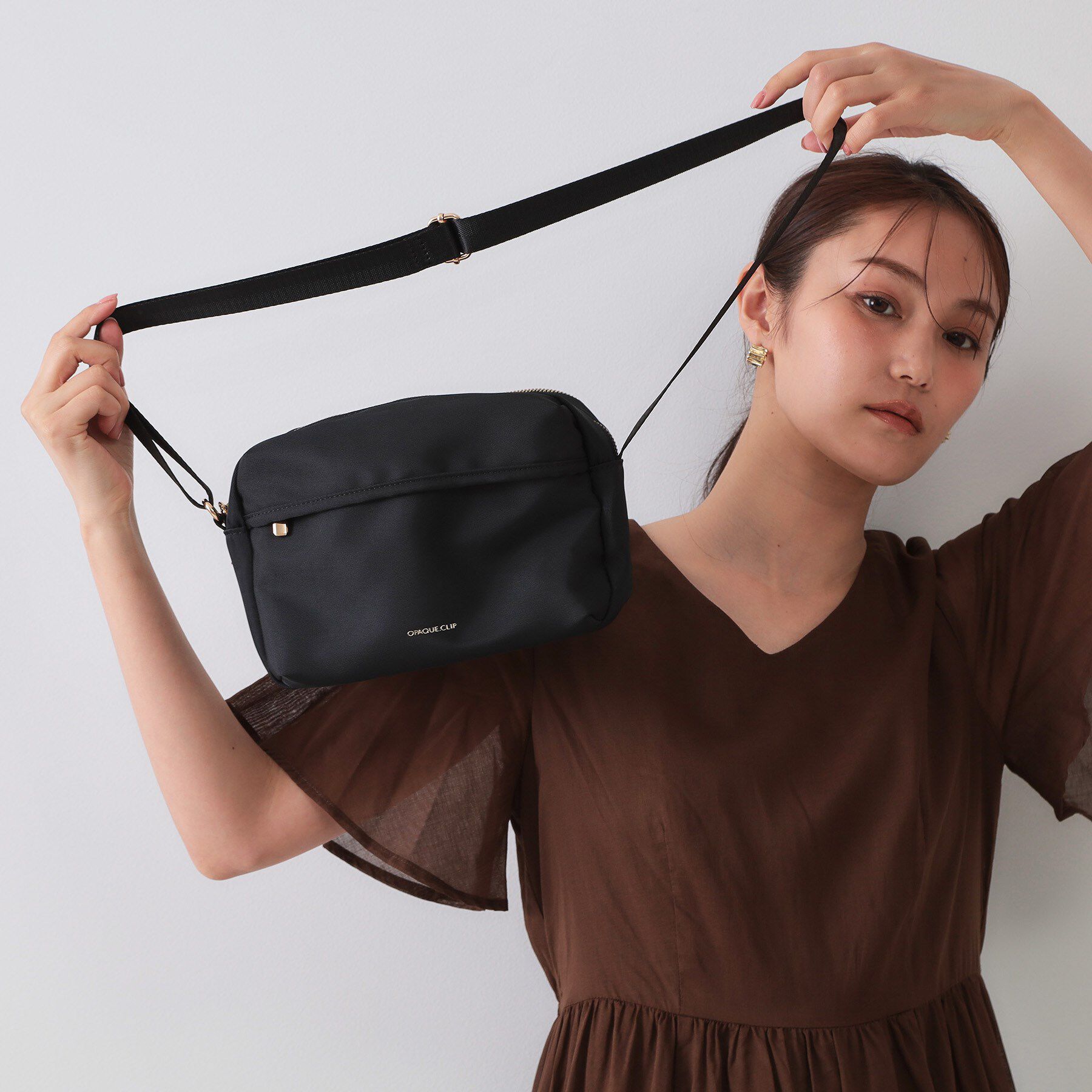 OPAQUE.CLIP「【軽量/撥水加工/多ポケット】ツイルピジョンミニショルダーバッグ」|ショルダー・メッセンジャー|ブラック(019)
