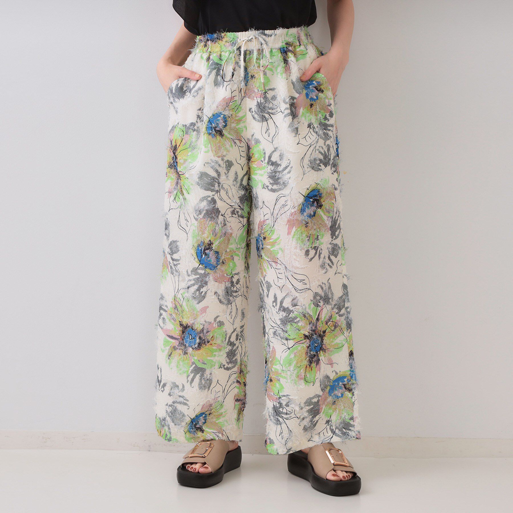 OPAQUE.CLIP「フリンジジャカードプリントイージーパンツ【洗濯機洗い可】」|その他|