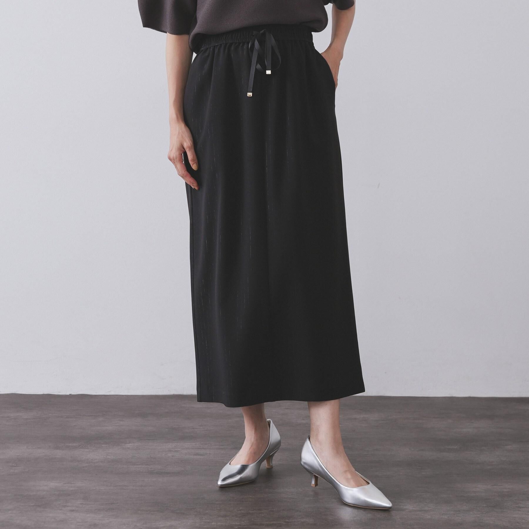 OPAQUE.CLIP「ラメストライプイージーナロースカート/セットアップ可【洗濯機洗い可/防シワ/吸水速乾】」|スカート|