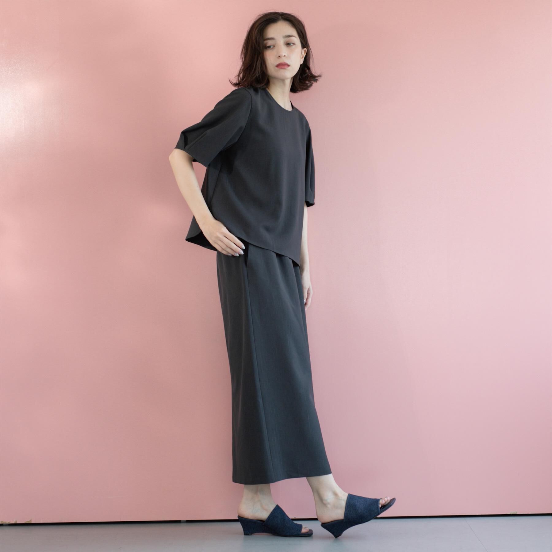 OPAQUE.CLIP「ラメストライプイージーナロースカート/セットアップ可【洗濯機洗い可/防シワ/吸水速乾】」|スカート|