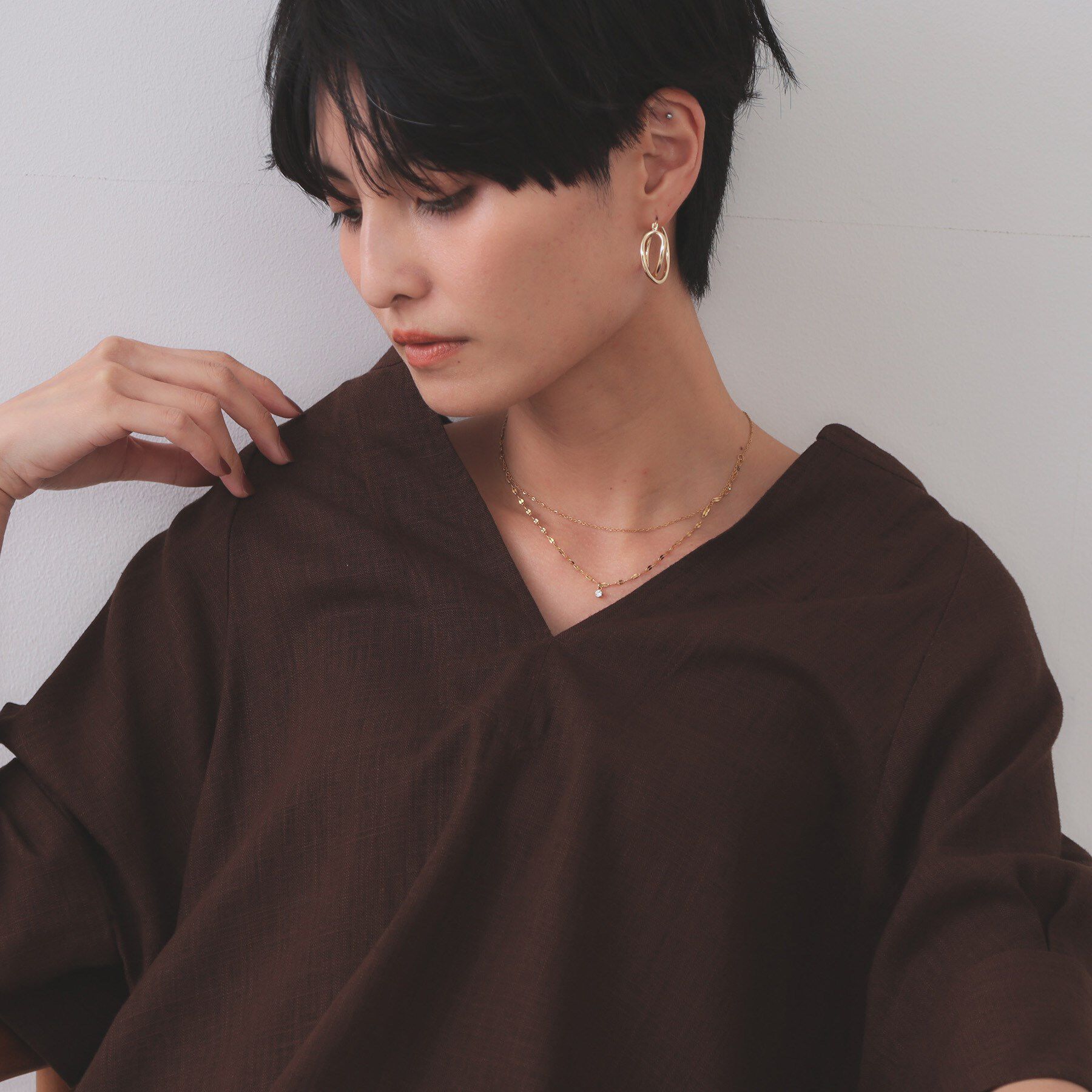 OPAQUE.CLIP「【ステンレス】チェーン&times;ビジューネックレス」|ネックレス|