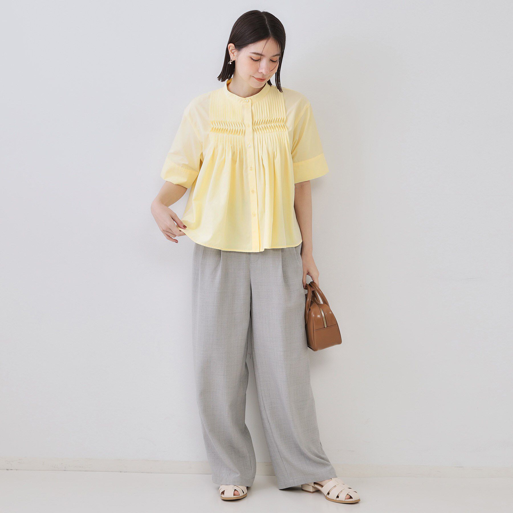 OPAQUE.CLIP「ピンタックフレアシャツ【洗濯機洗い可】」|シャツ・ブラウス|