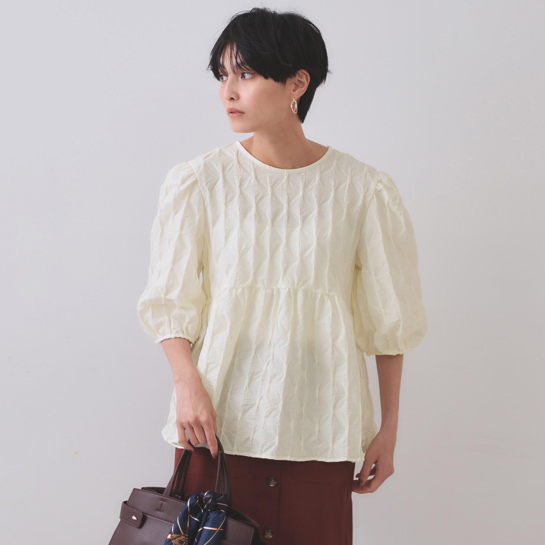 OPAQUE.CLIP「ふくれジャカードペプラムブラウス【洗濯機洗い可】」|シャツ・ブラウス|