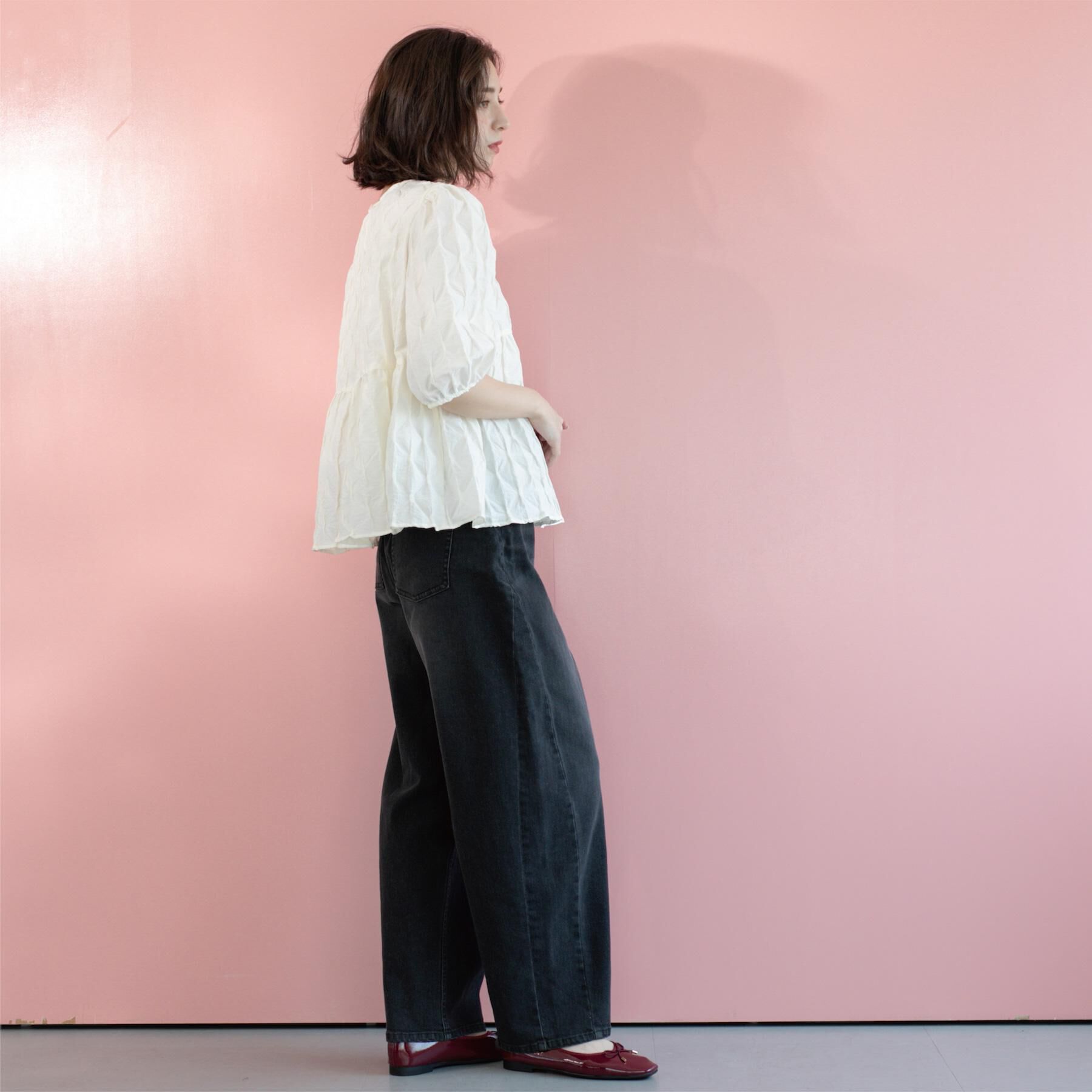 OPAQUE.CLIP「ふくれジャカードペプラムブラウス【洗濯機洗い可】」|シャツ・ブラウス|