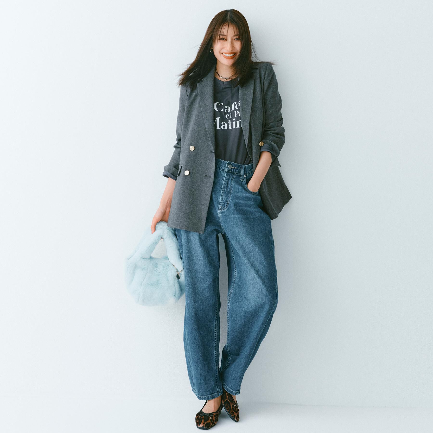 OPAQUE.CLIP「ストレッチバレルレッグデニム【洗濯機洗い可】」|デニム|